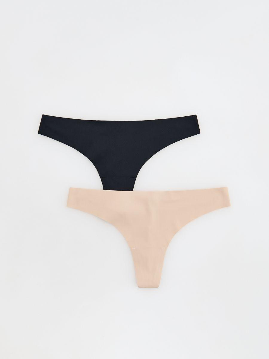 Multicolour Set Of 2 Pairs Of Thong Panties, Black, medium