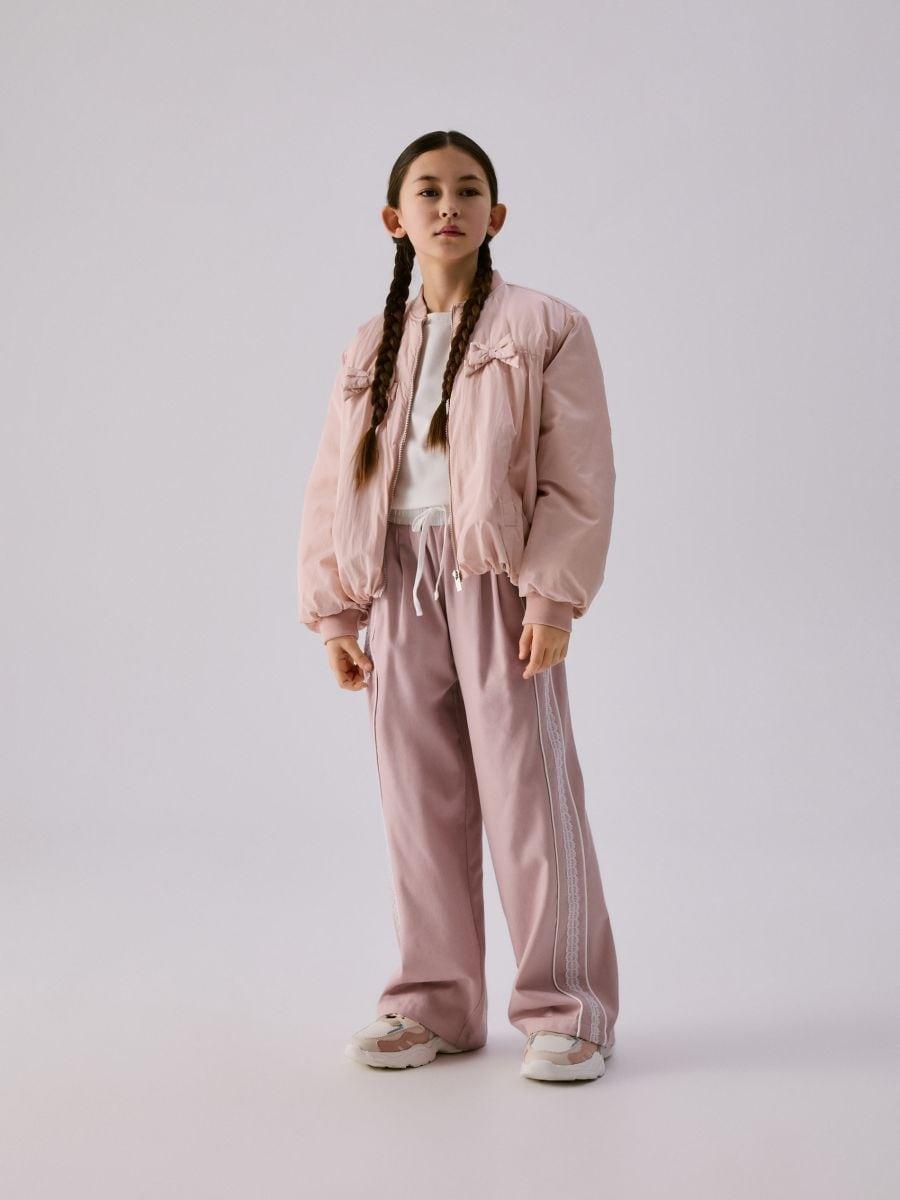 Pink Trousers with lace side stripes, Pink, large image number 2
