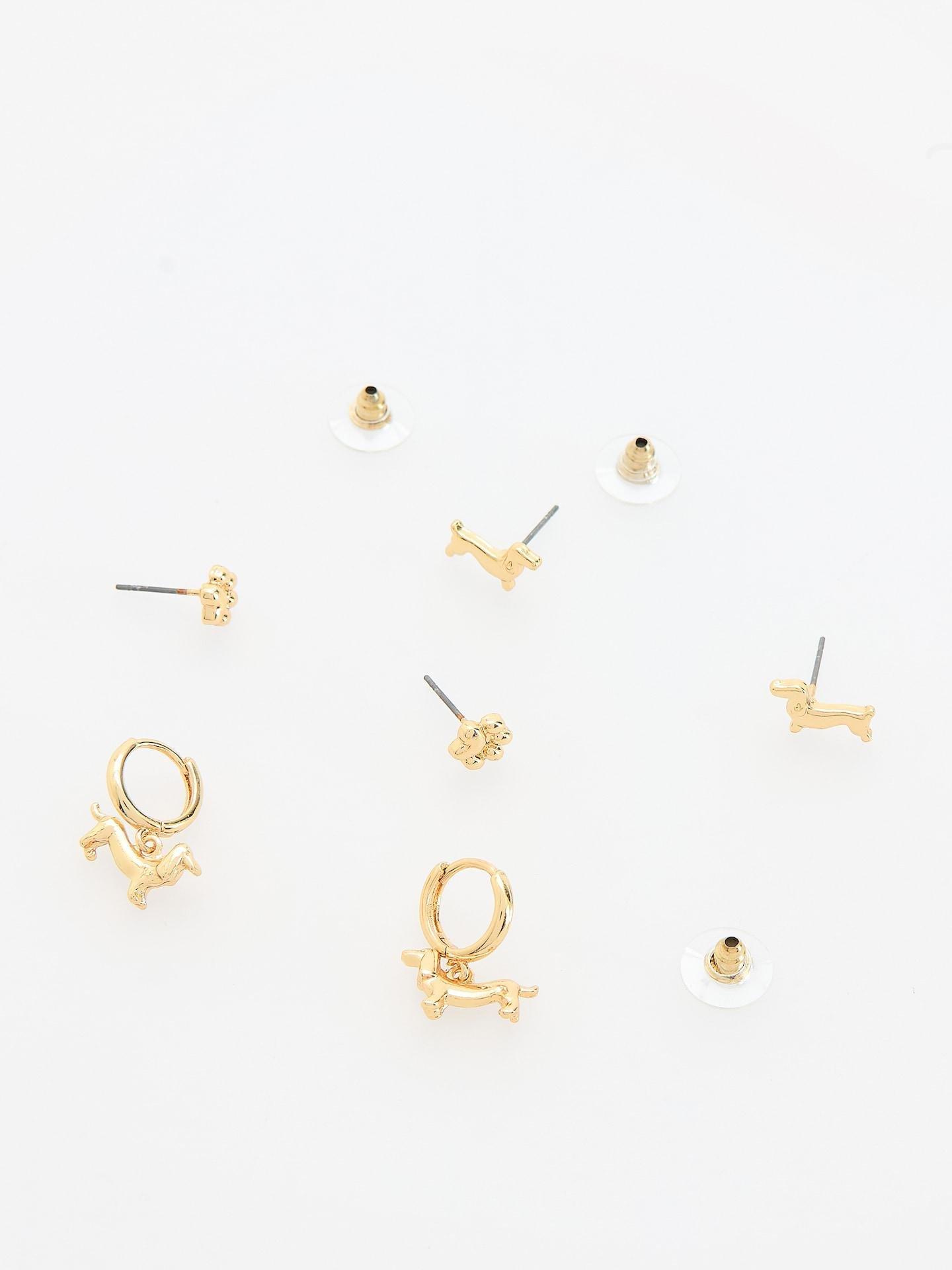 Gold Earrings Set, Golden, medium