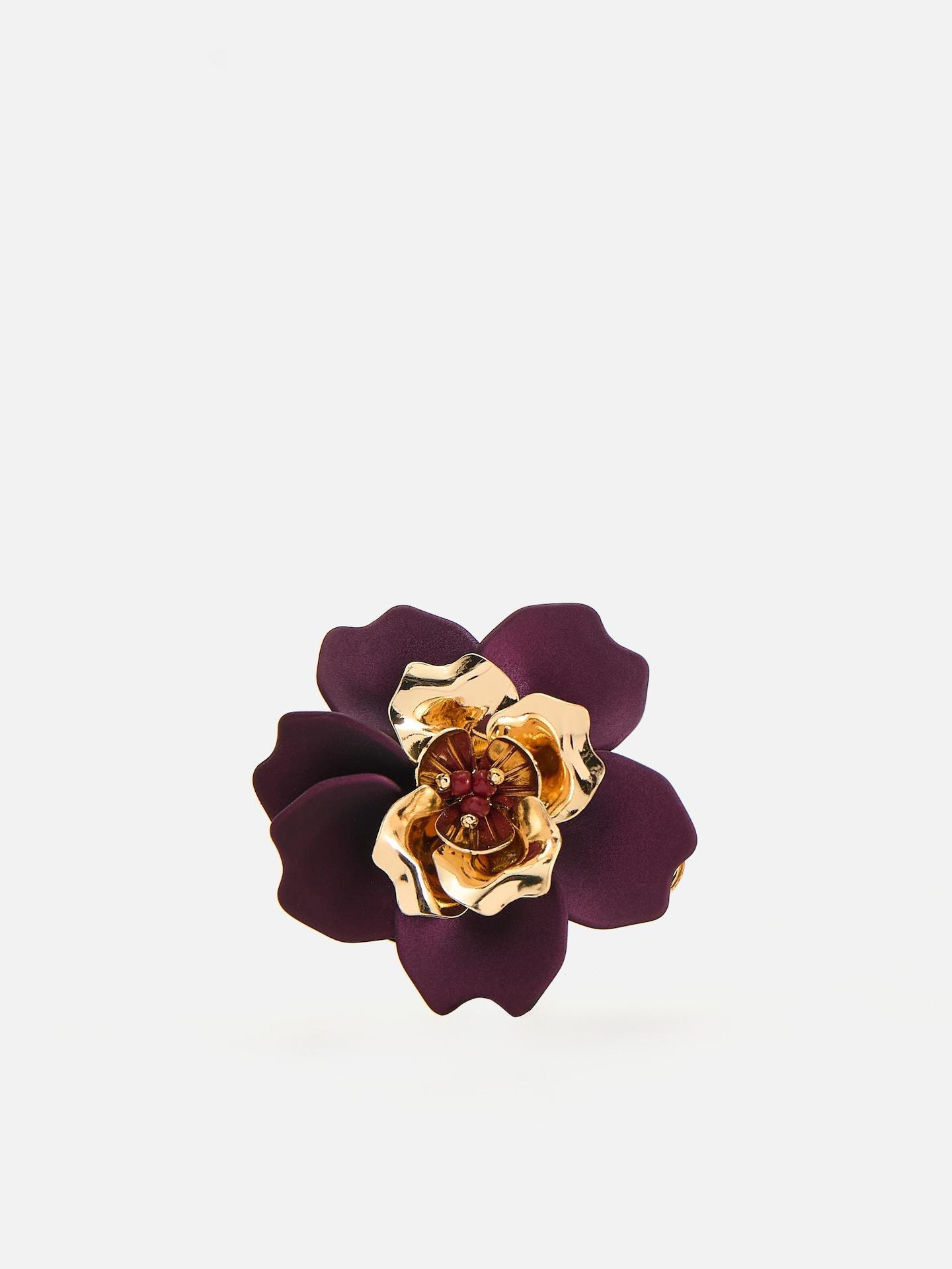 Purple Brooch With Floral Motif, Purple, large image number 0