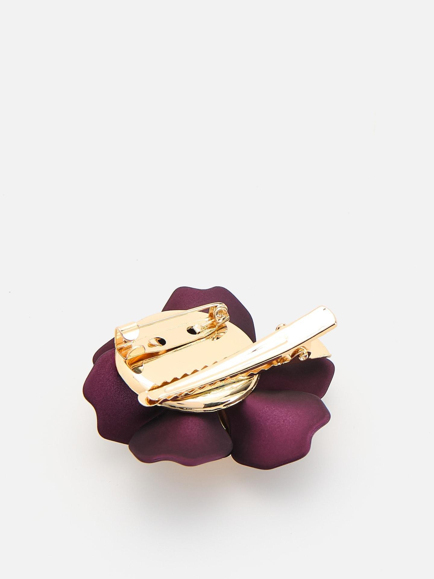 Purple Brooch With Floral Motif, Purple, medium