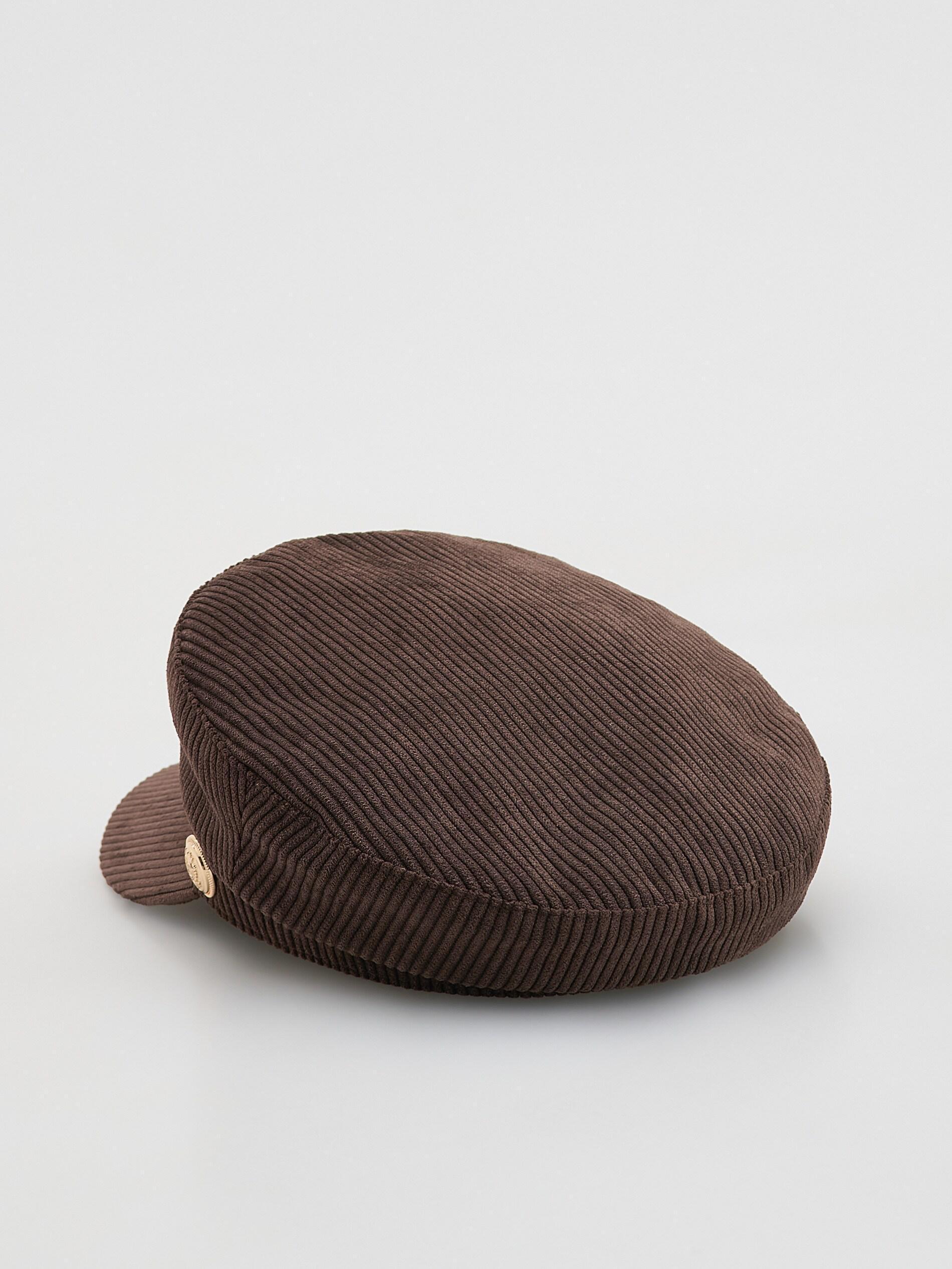 COFFEE Cord flat cap, Brown, medium