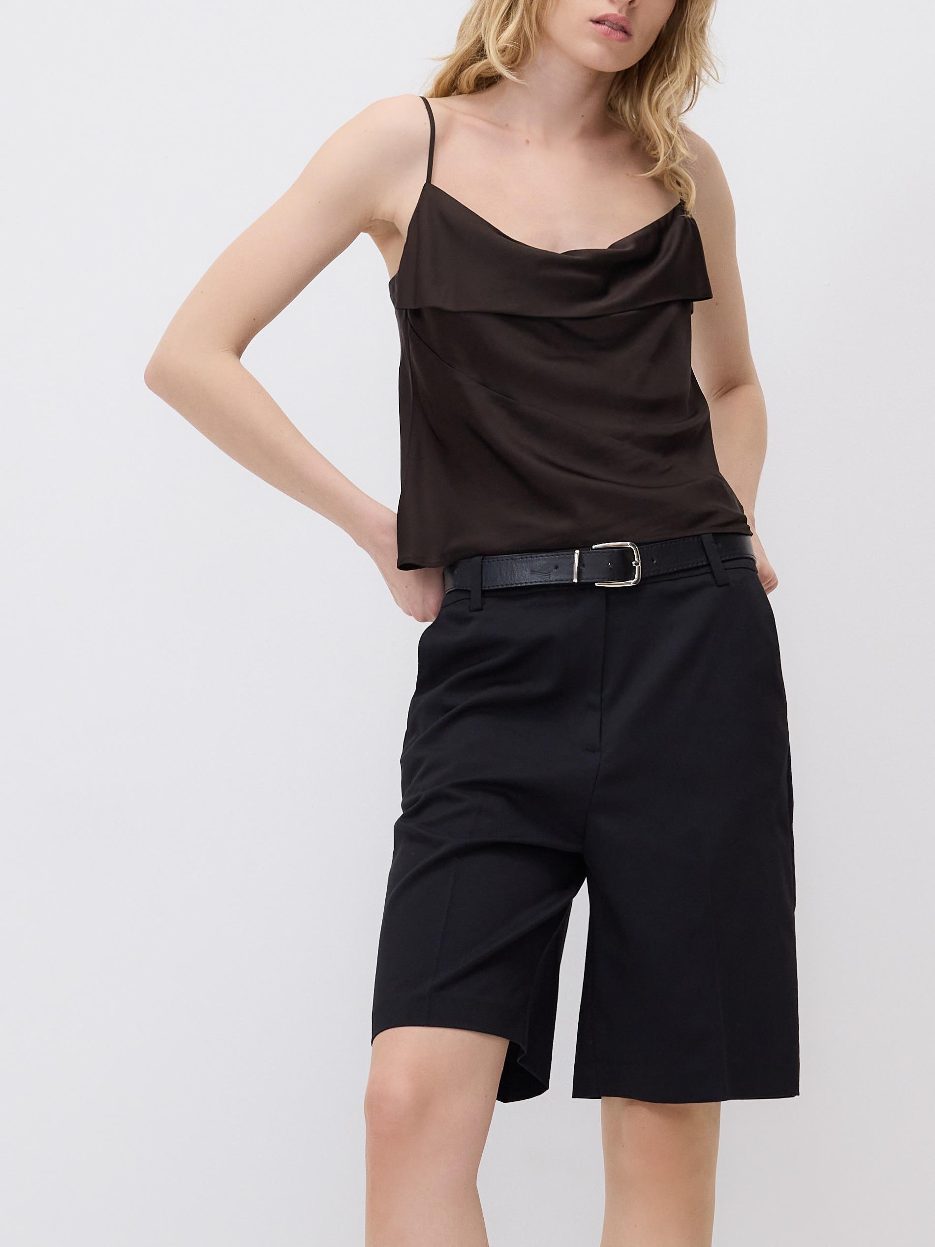 Black Shorts With Belt, Black, large image number 0
