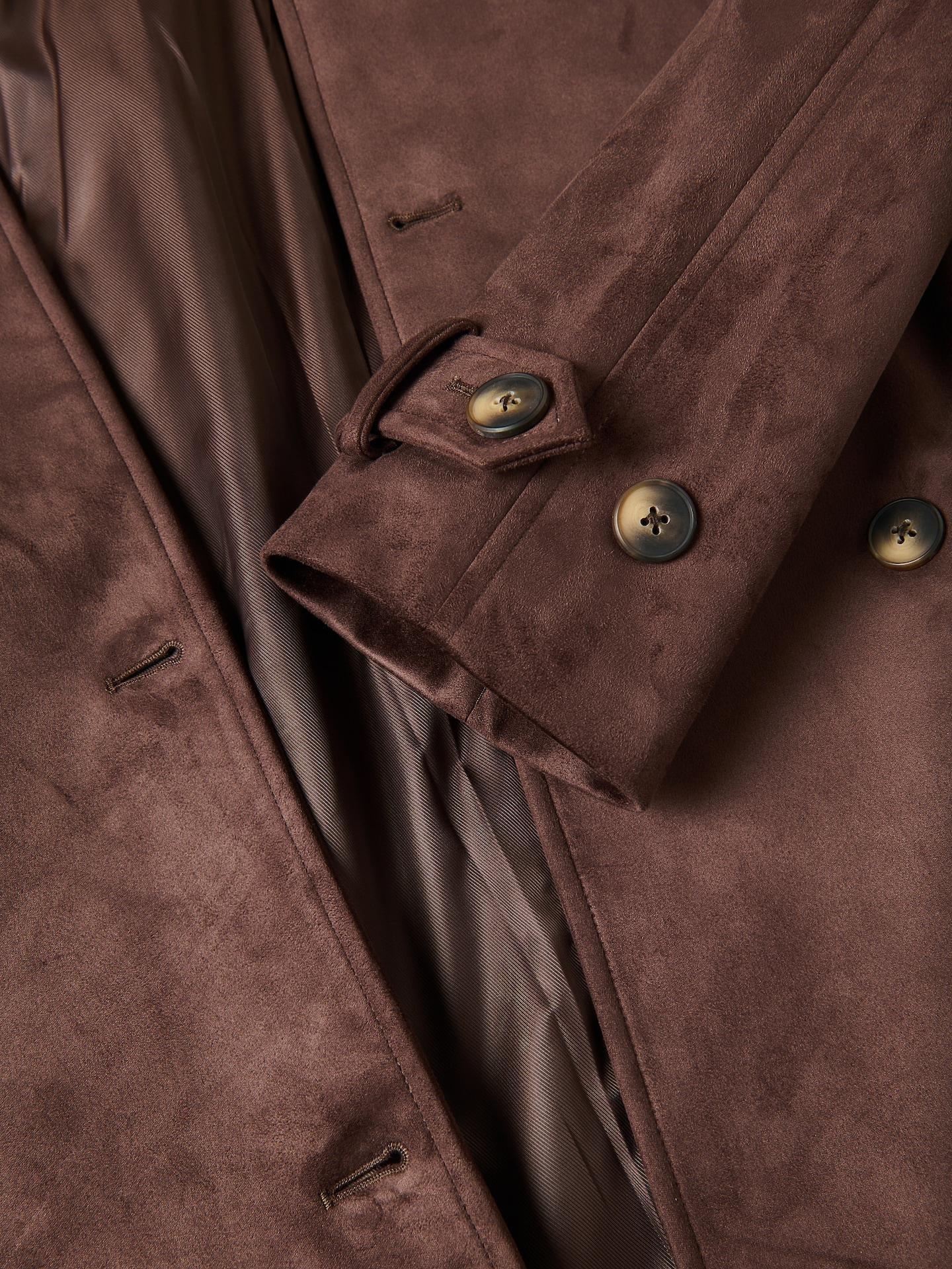 Brown Faux Suede Coat, Brown, large image number 5