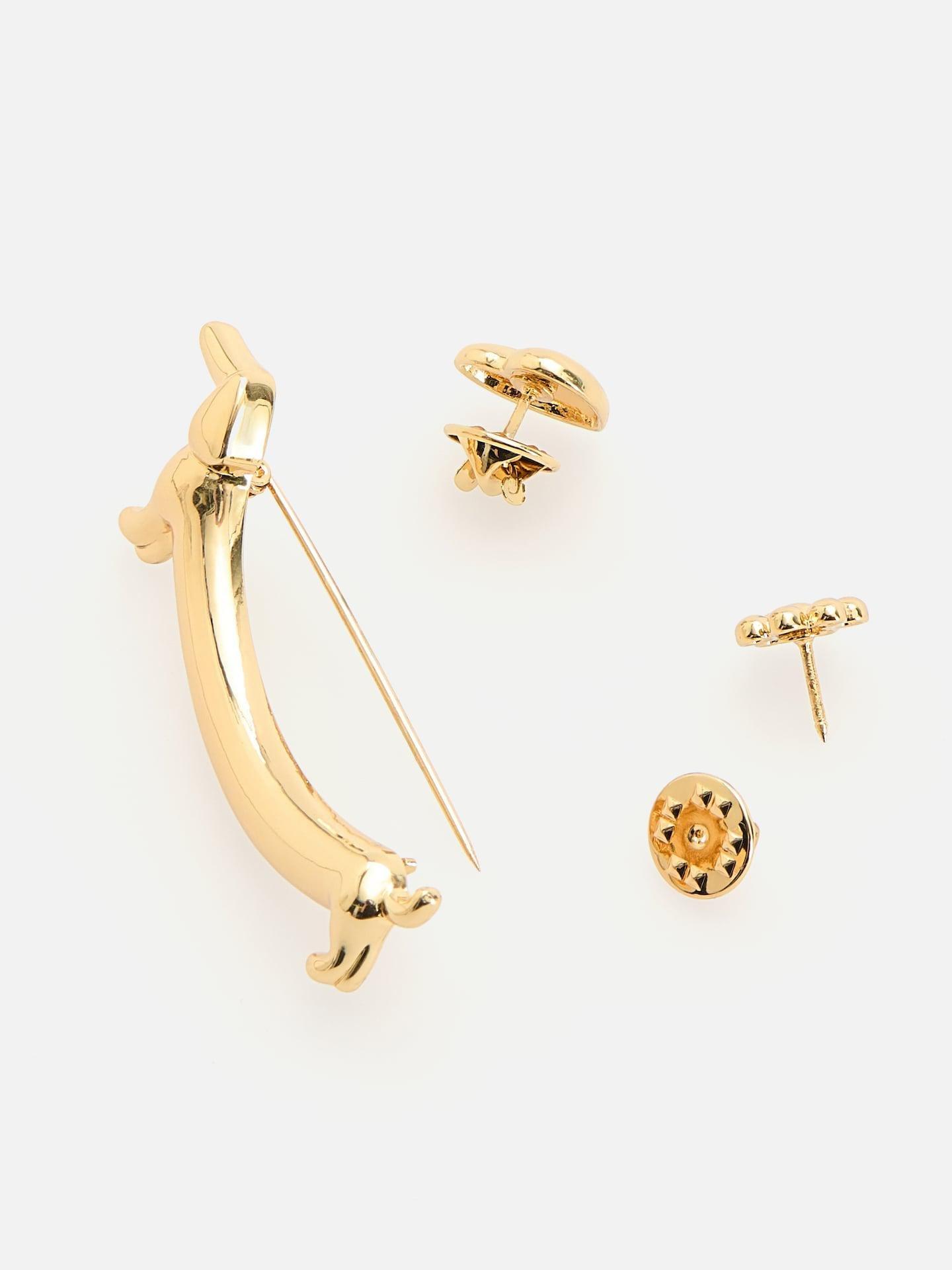 Gold Brooches Set, Golden, medium