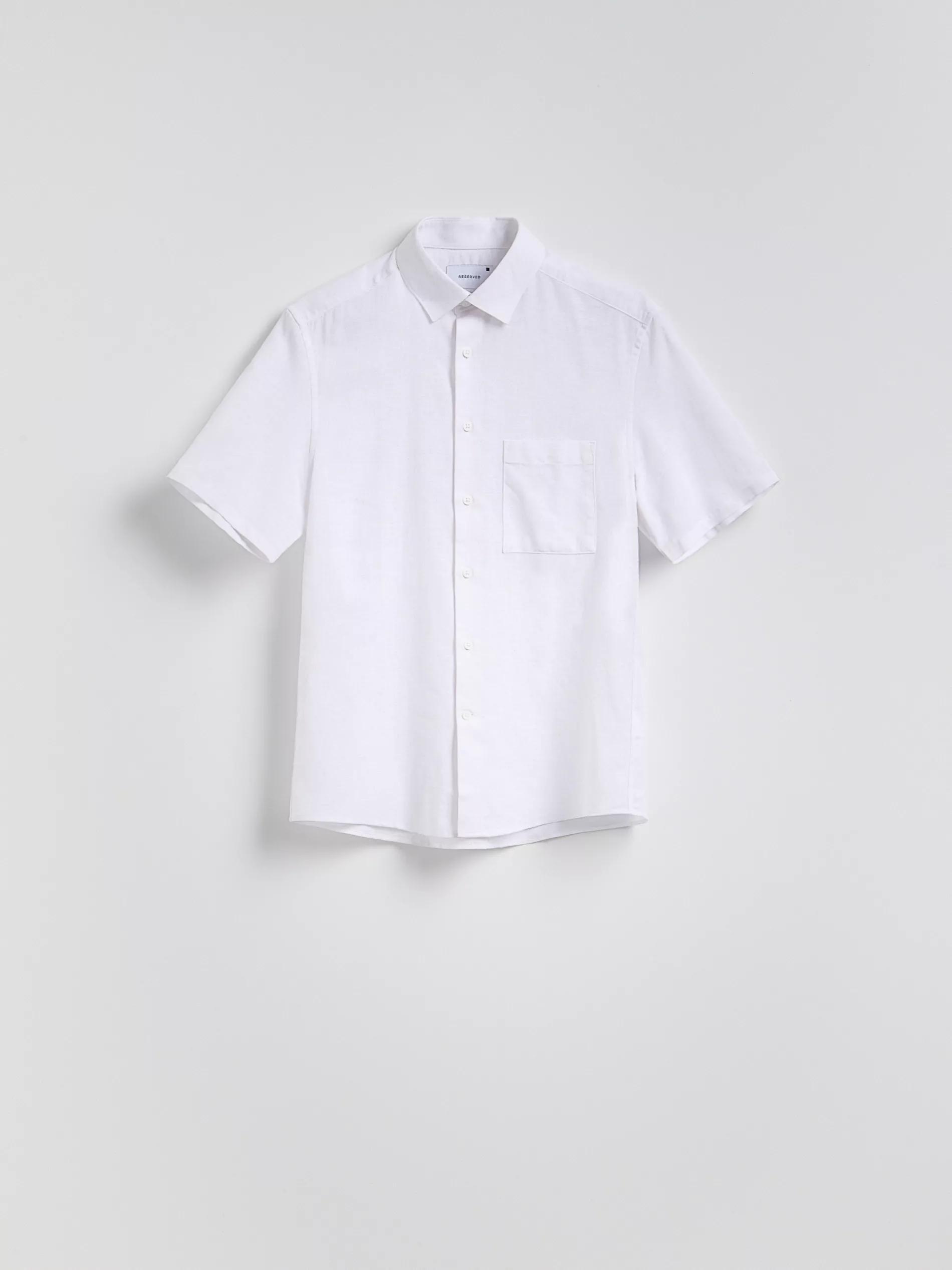 White Regular Fit Linen Blend Shirt, White, large image number 5