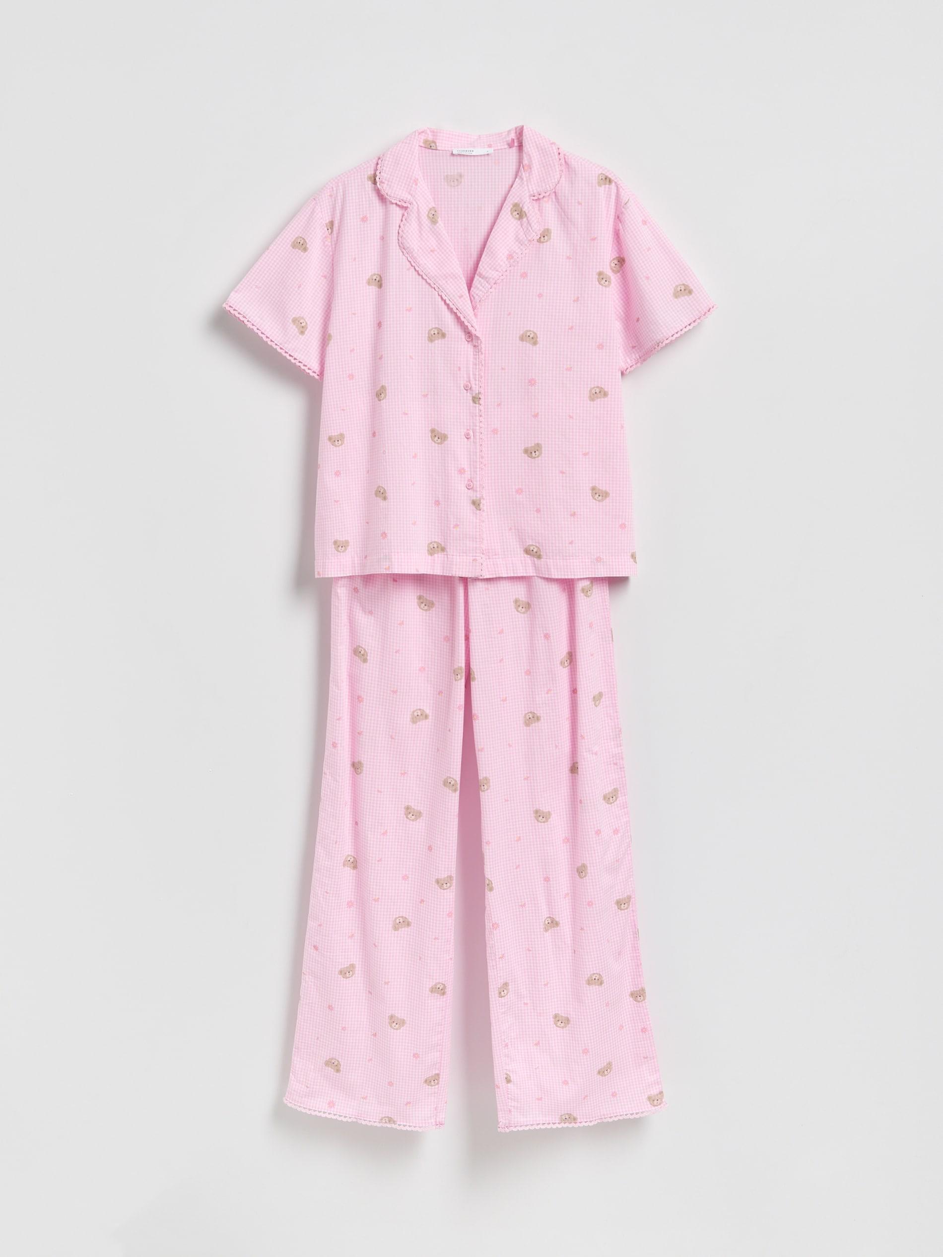 Pink Two Piece Pyjama Set With Bear Print, Pink, large image number 5