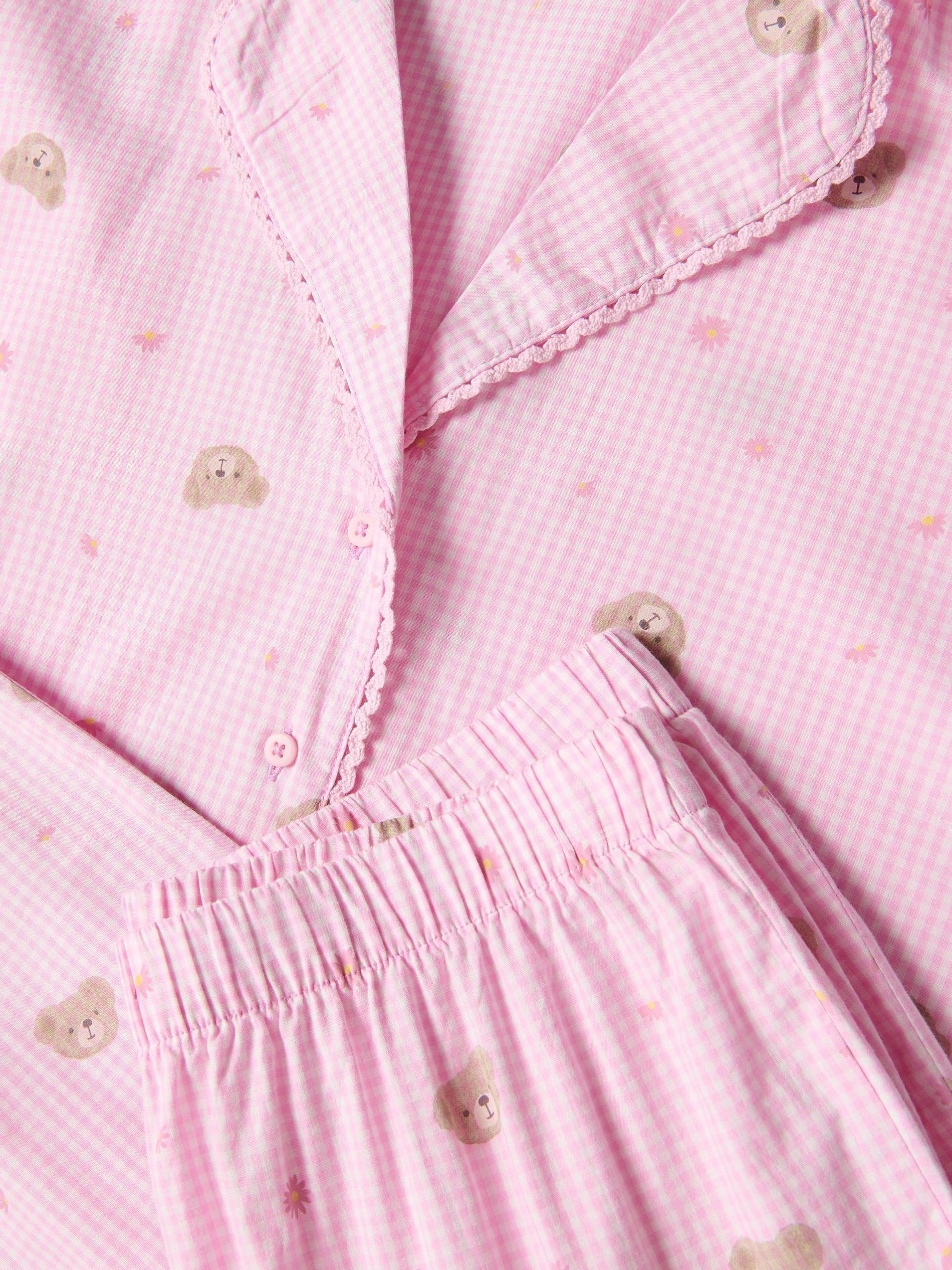 Pink Two Piece Pyjama Set With Bear Print, Pink, large image number 6