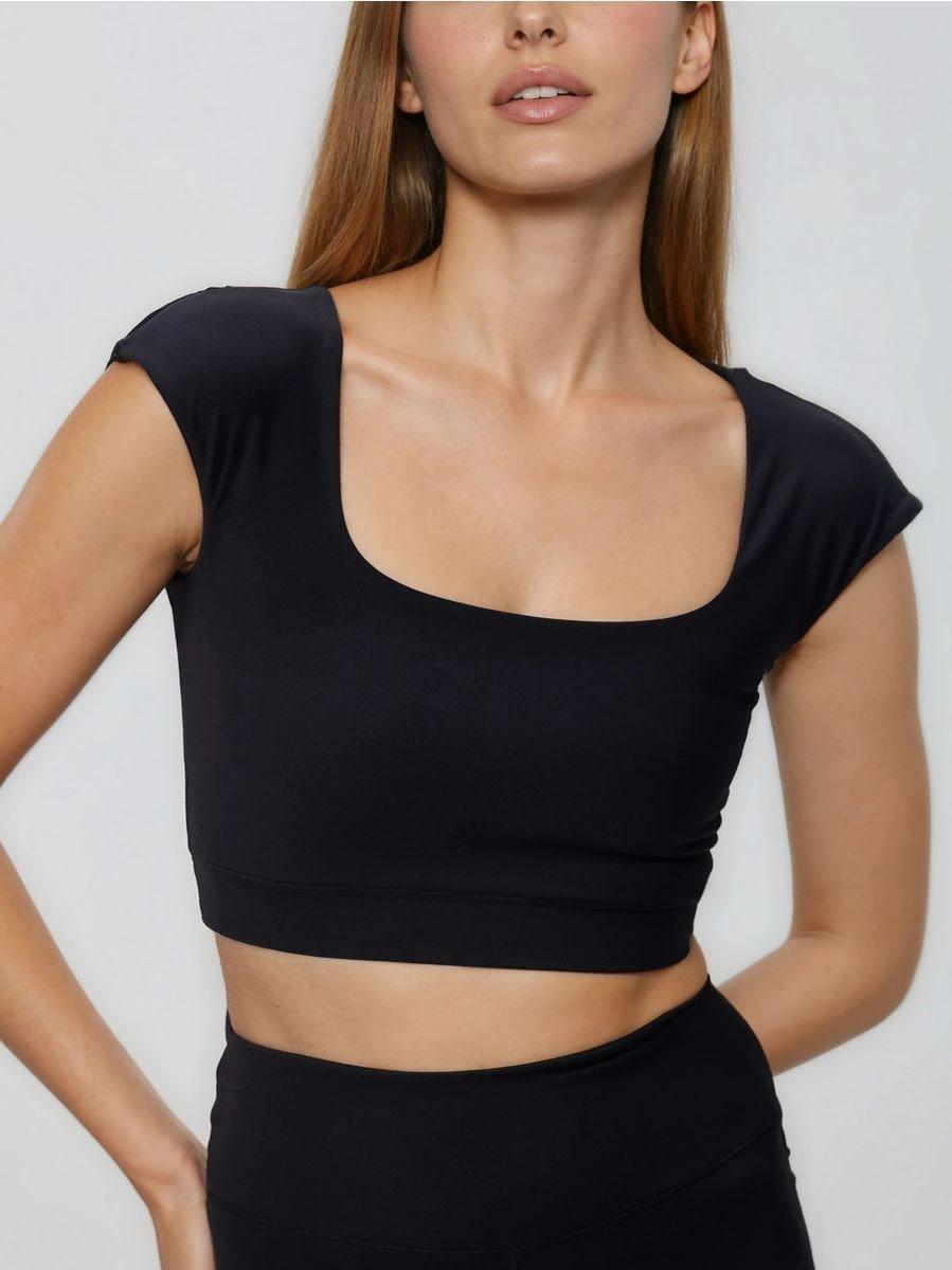 توب قصير أسود, Black, medium