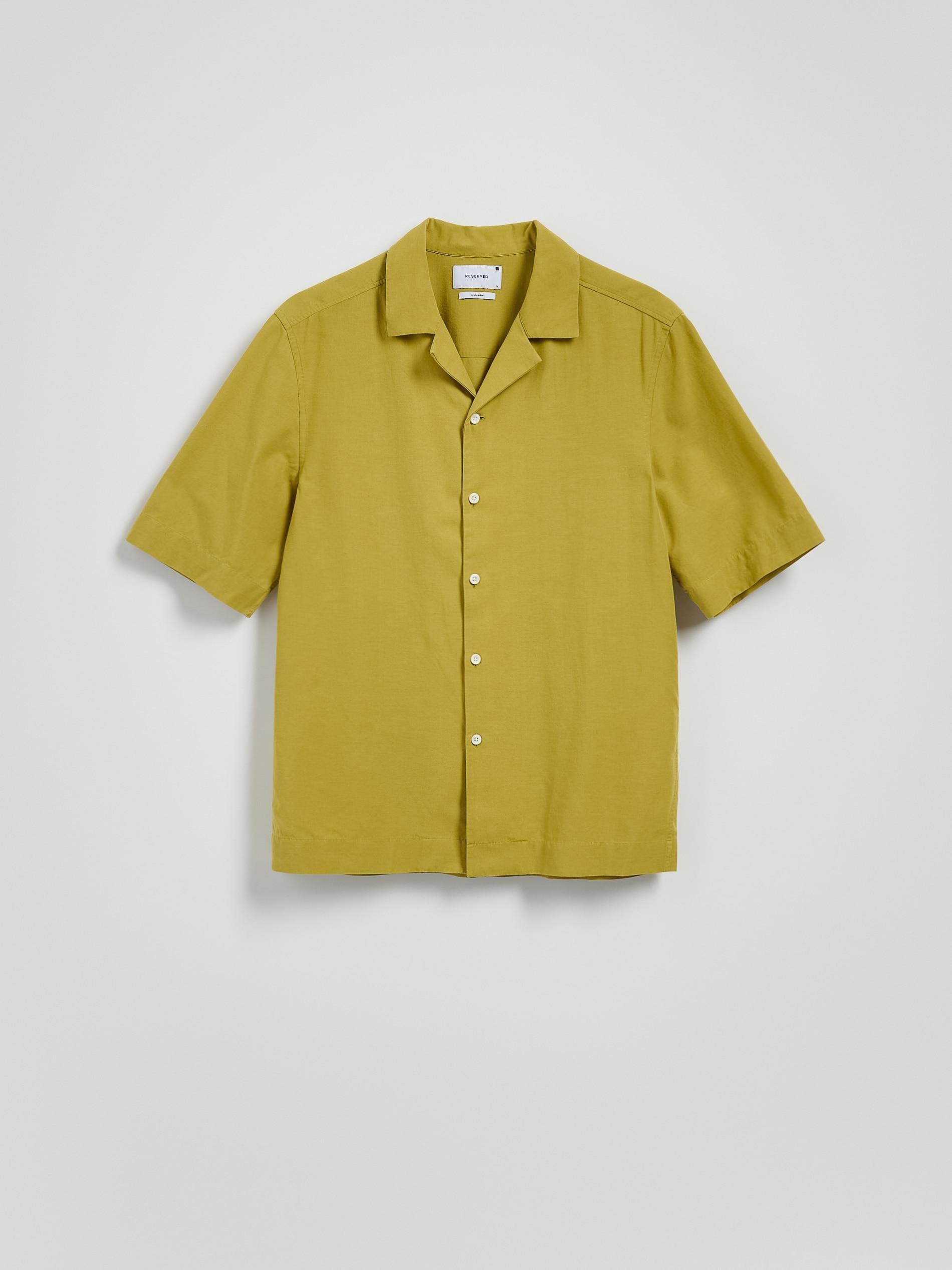 Green Regular Shirt With Linen Addition, , large image number 0