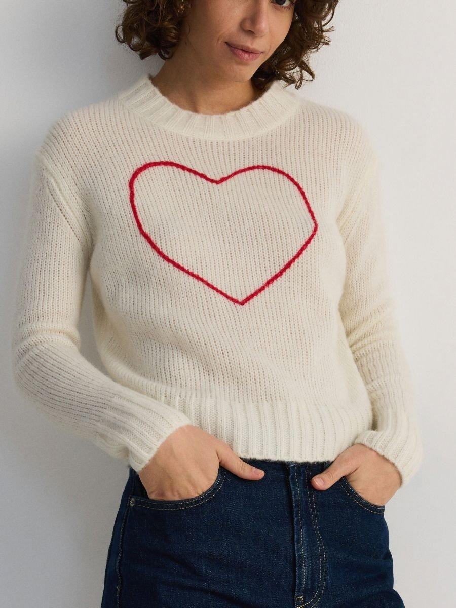 Cream Mohair Blend Sweater, , large image number 1