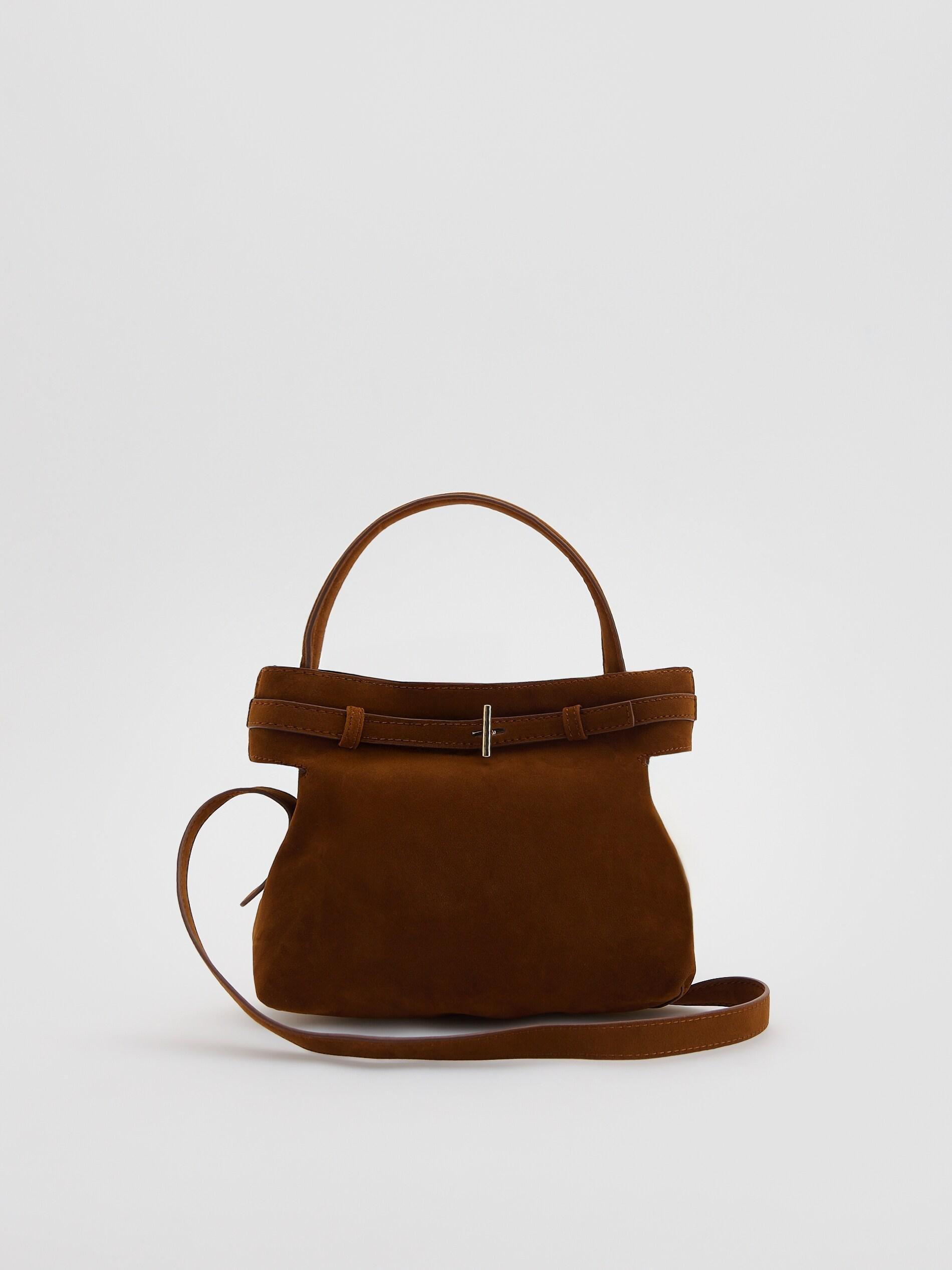 Brown Faux Suede Bag, Brown, large image number 1