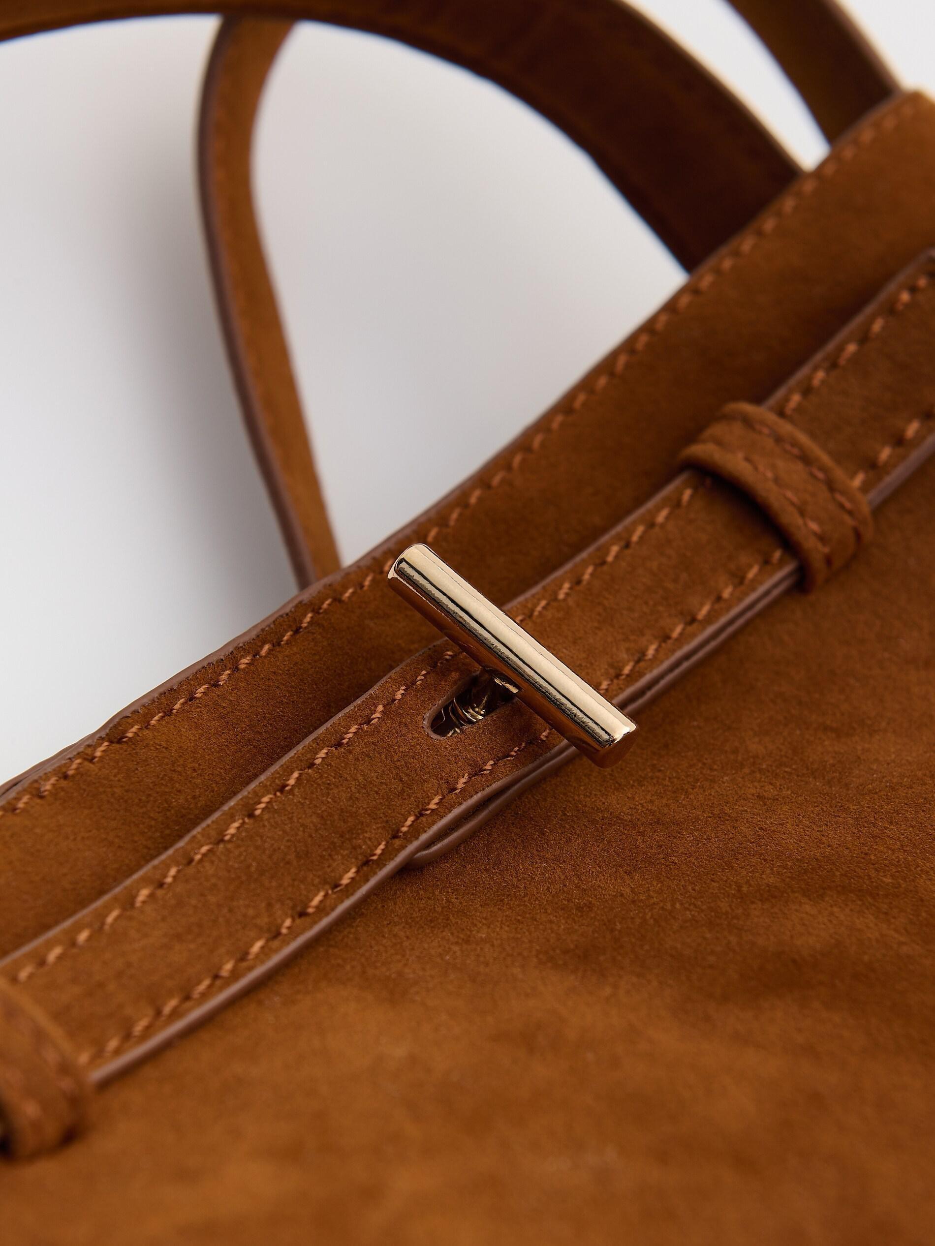 Brown Faux Suede Bag, Brown, large image number 3