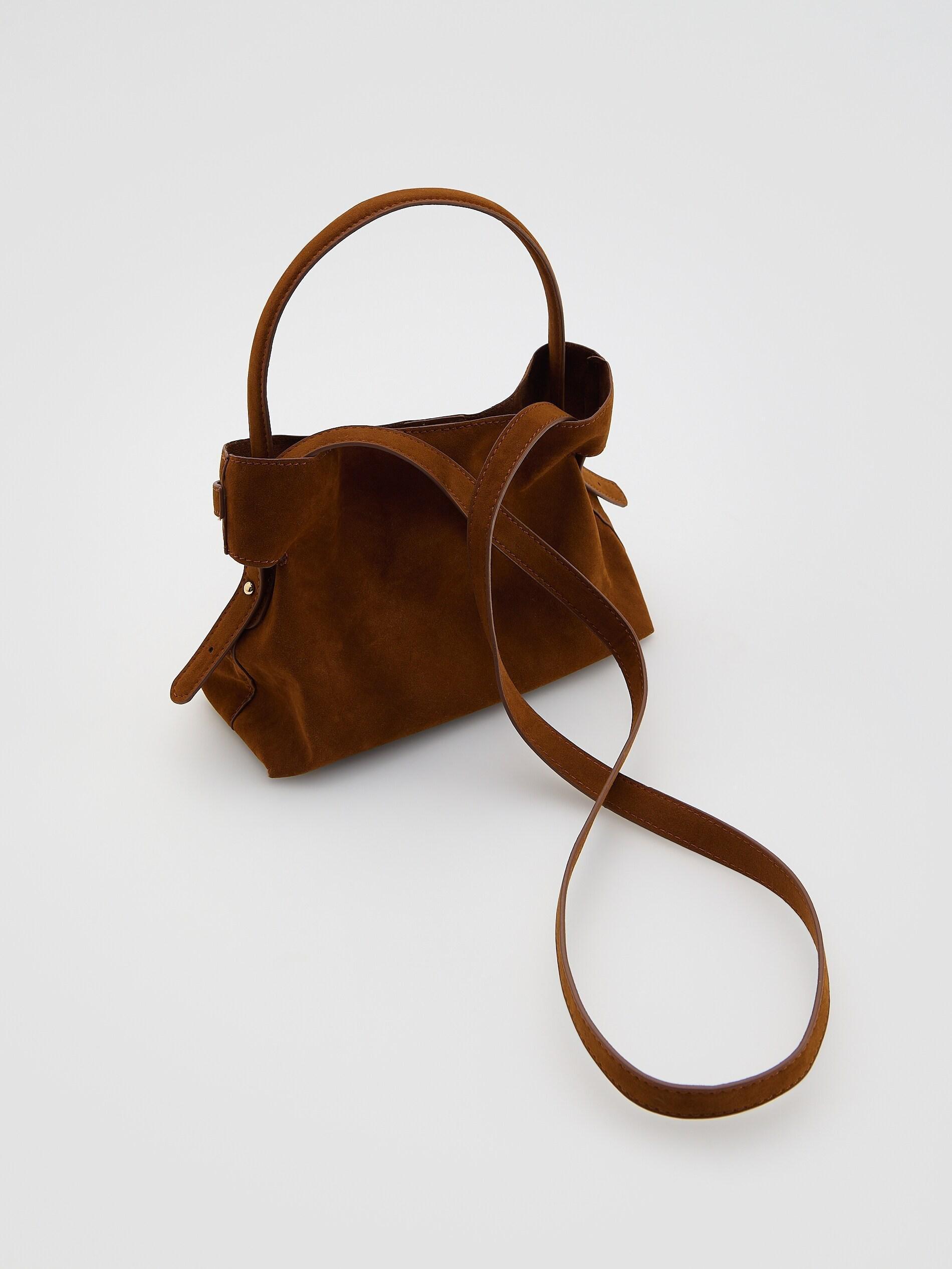 Brown Faux Suede Bag, Brown, large image number 5