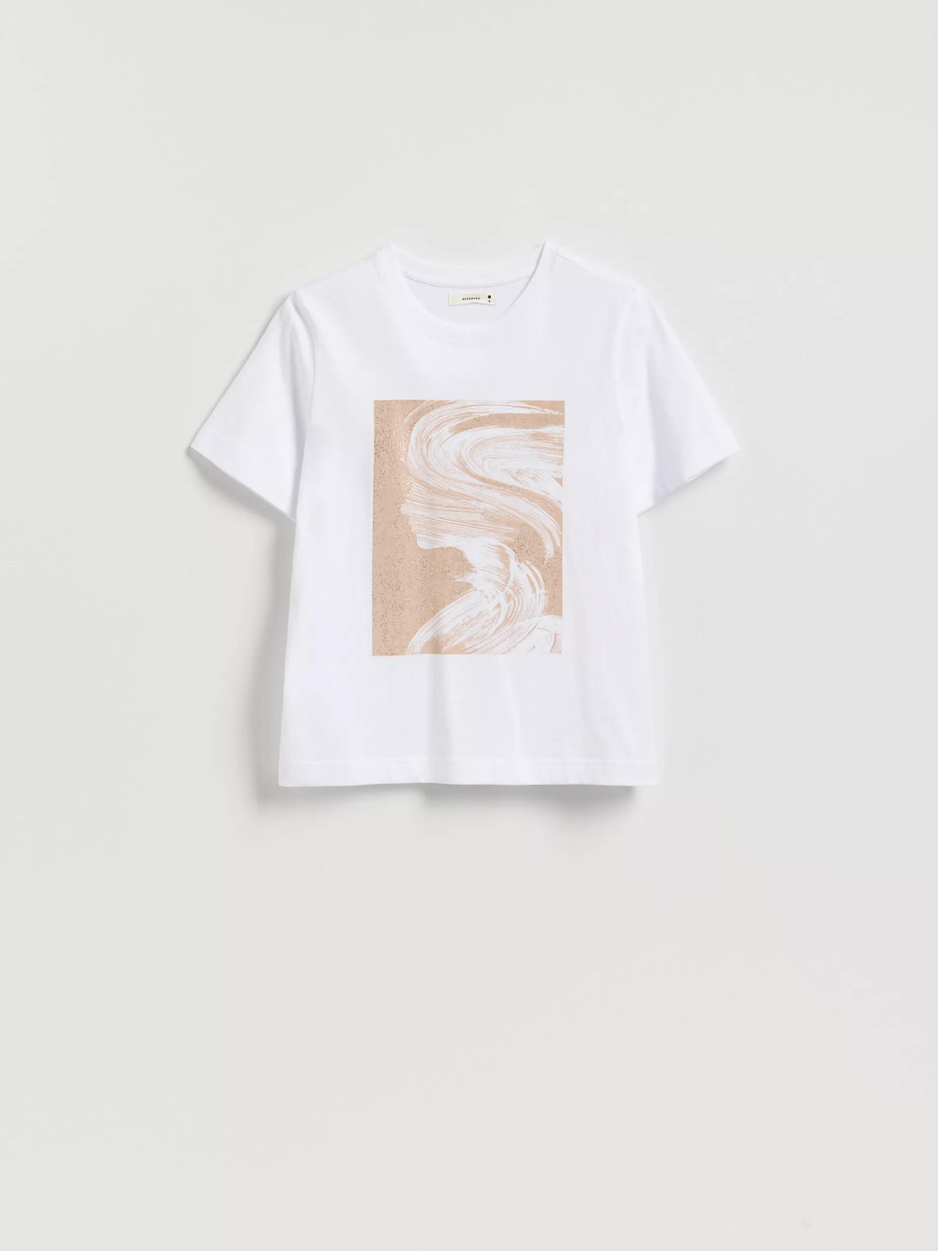 White T-Shirt With Print, White, medium