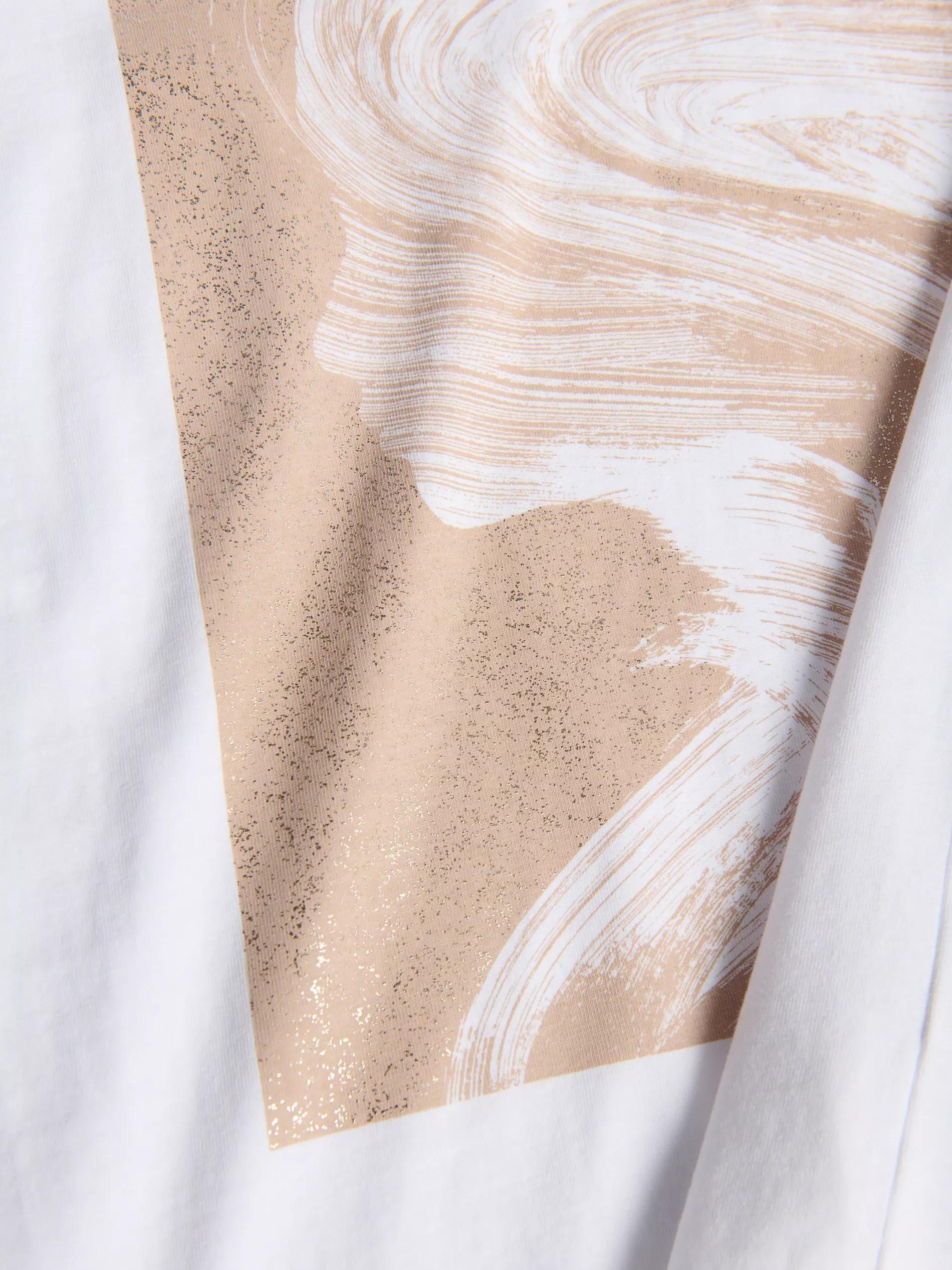 White T-Shirt With Print, White, medium