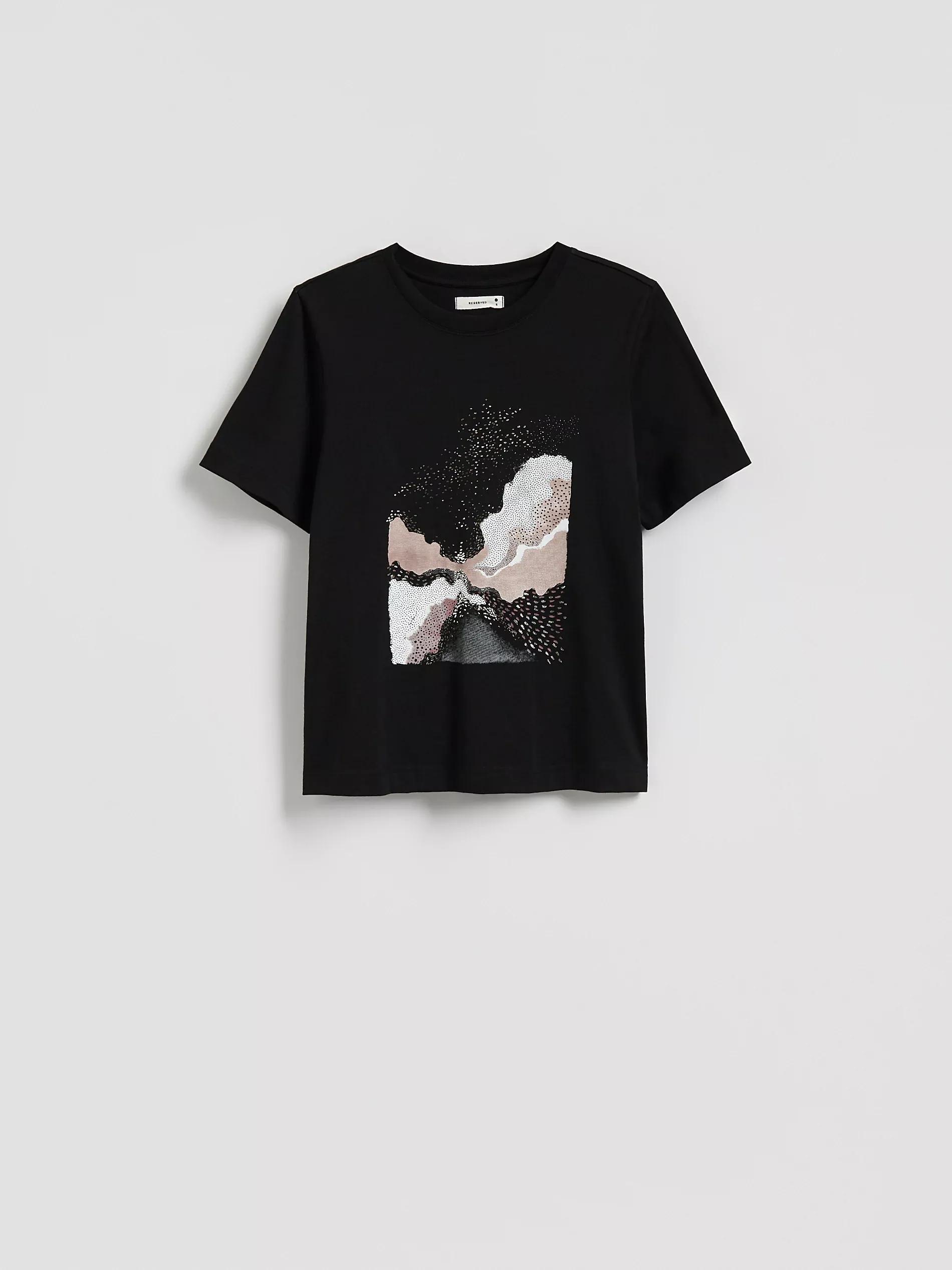 Black T-Shirt With Print, Black, large image number 0