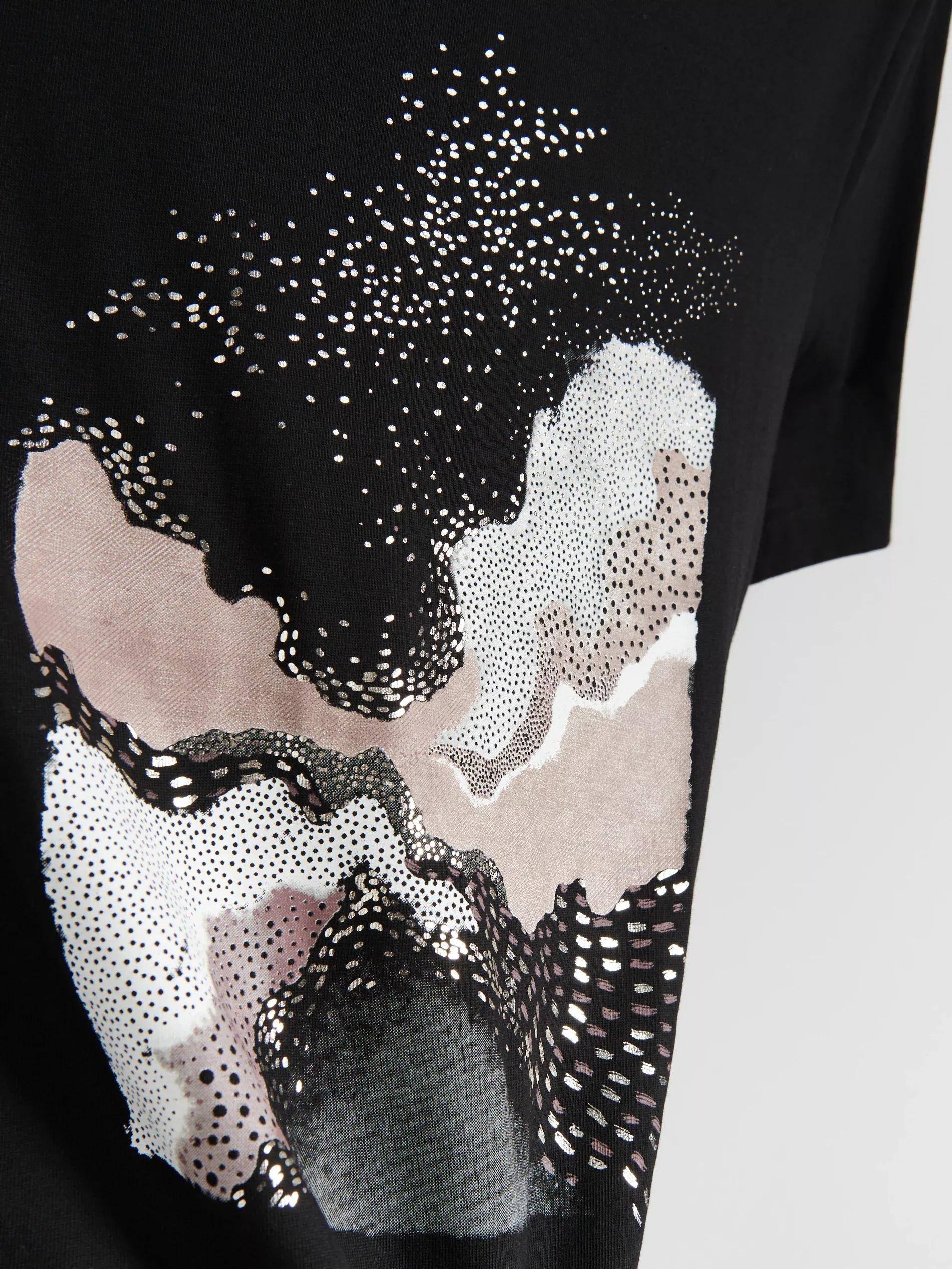 Black T-Shirt With Print, Black, large image number 1