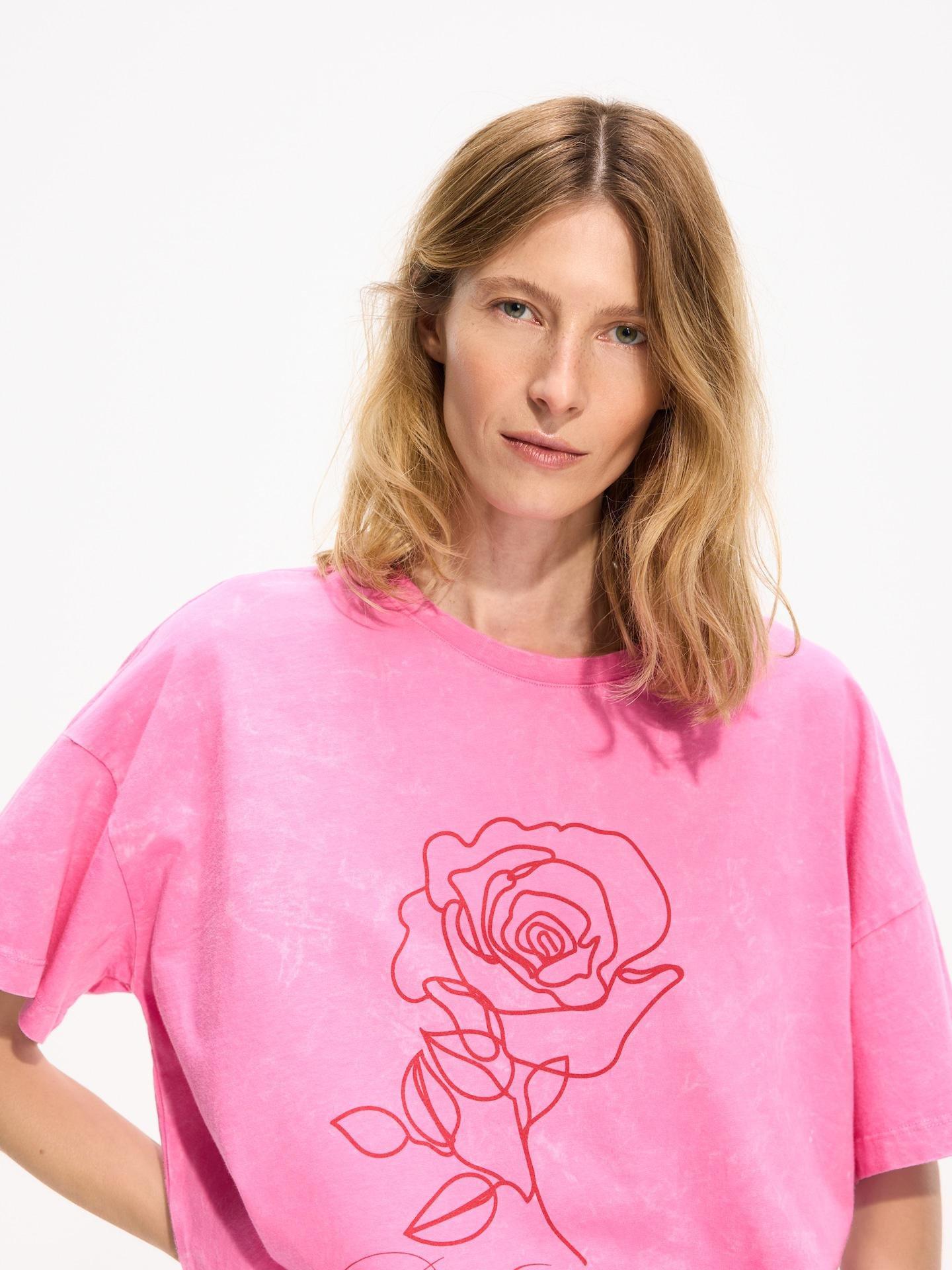 Pink T-Shirt With Print, Pink, medium