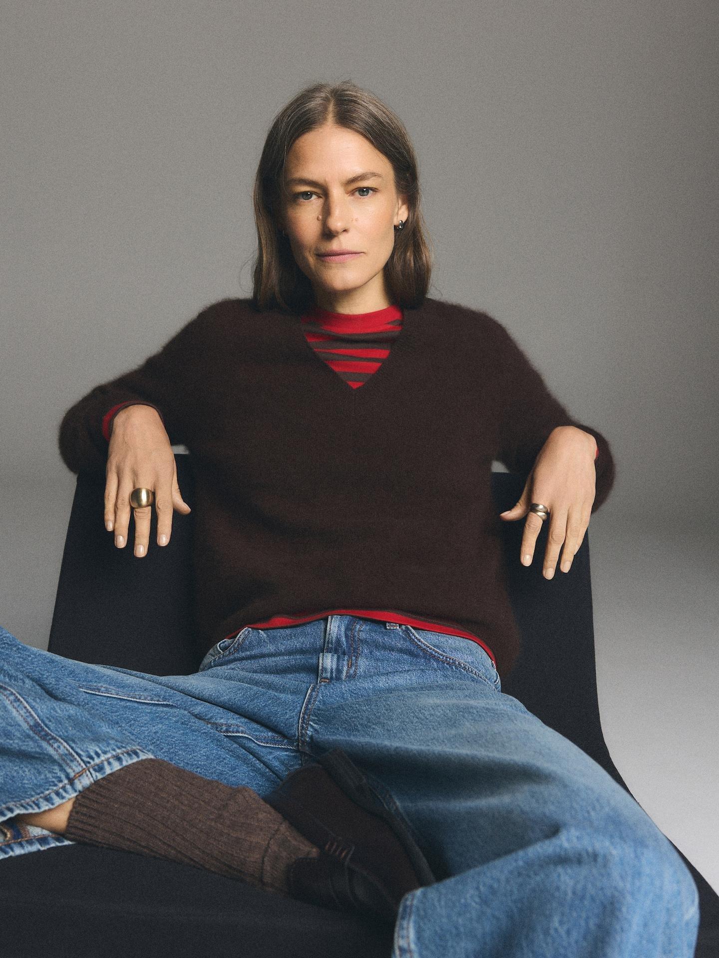 Brown Wool Jumper, Brown, large image number 3