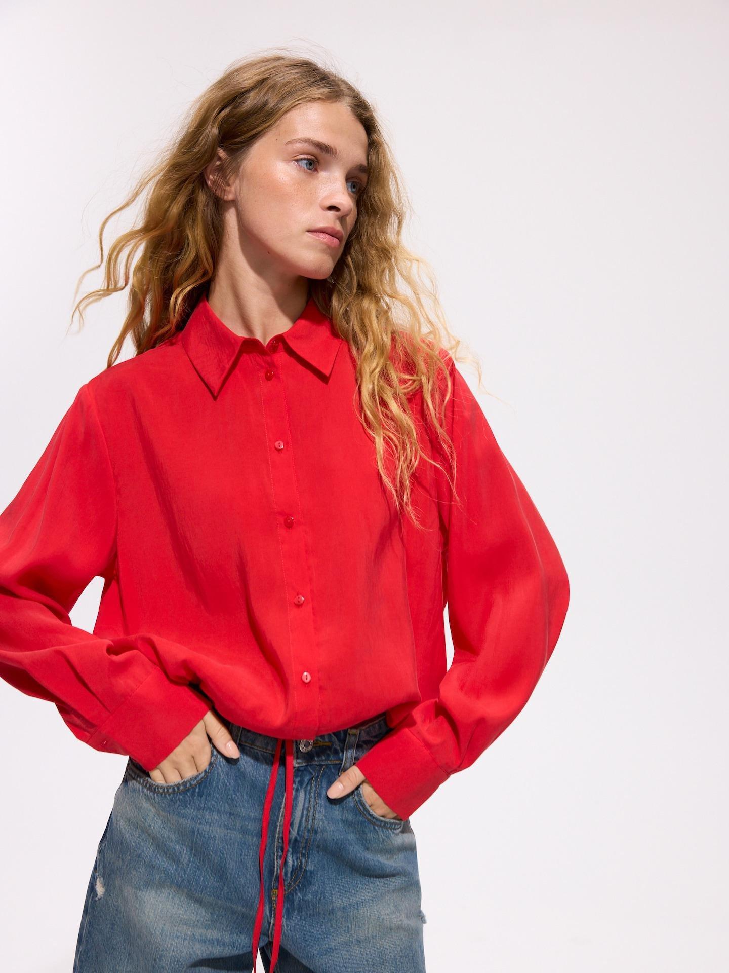 Red Modal Blend Shirt, Red, large image number 0