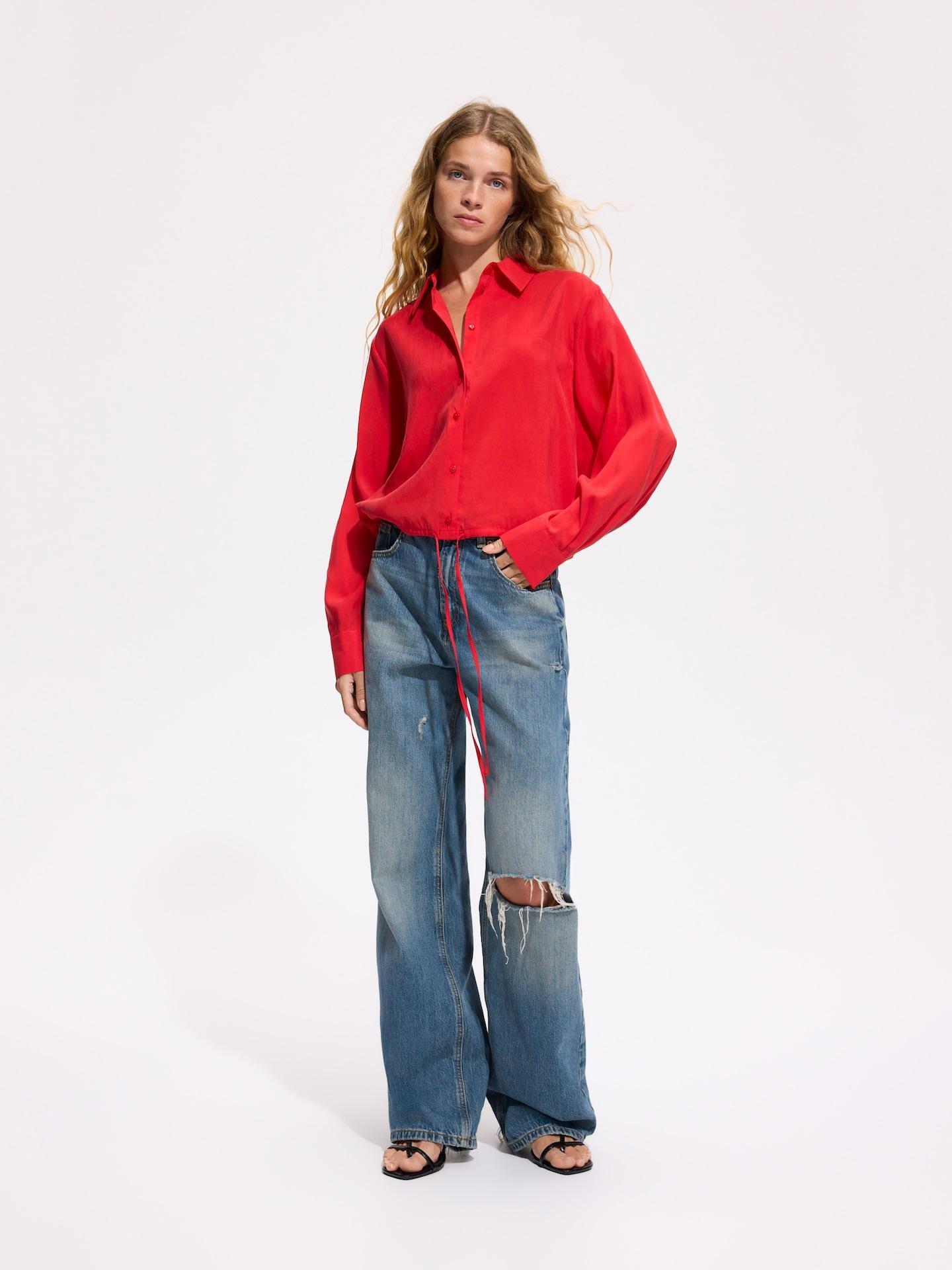 Red Modal Blend Shirt, Red, large image number 1