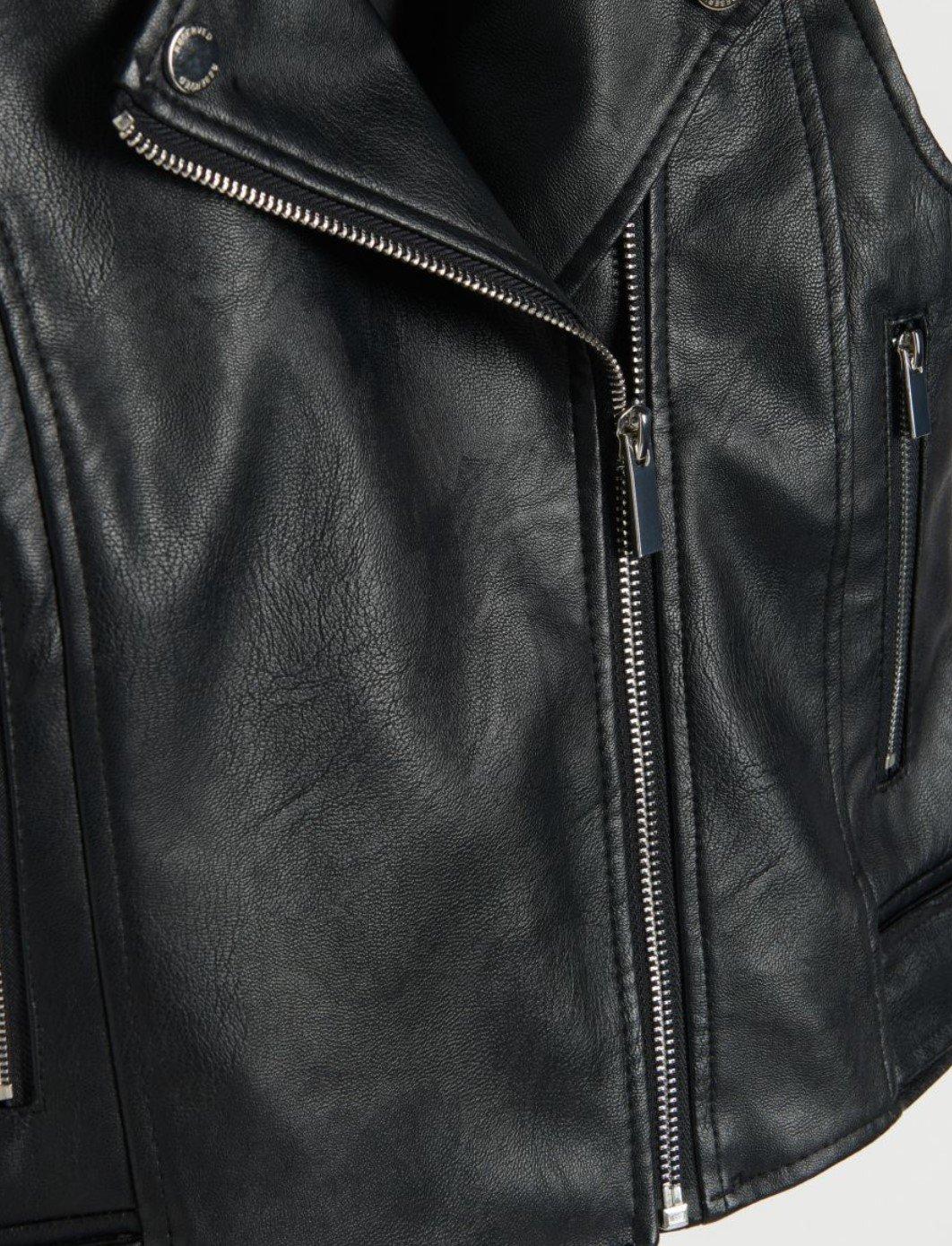 Black Faux Leather Vest, Kids Girls, , large image number 1