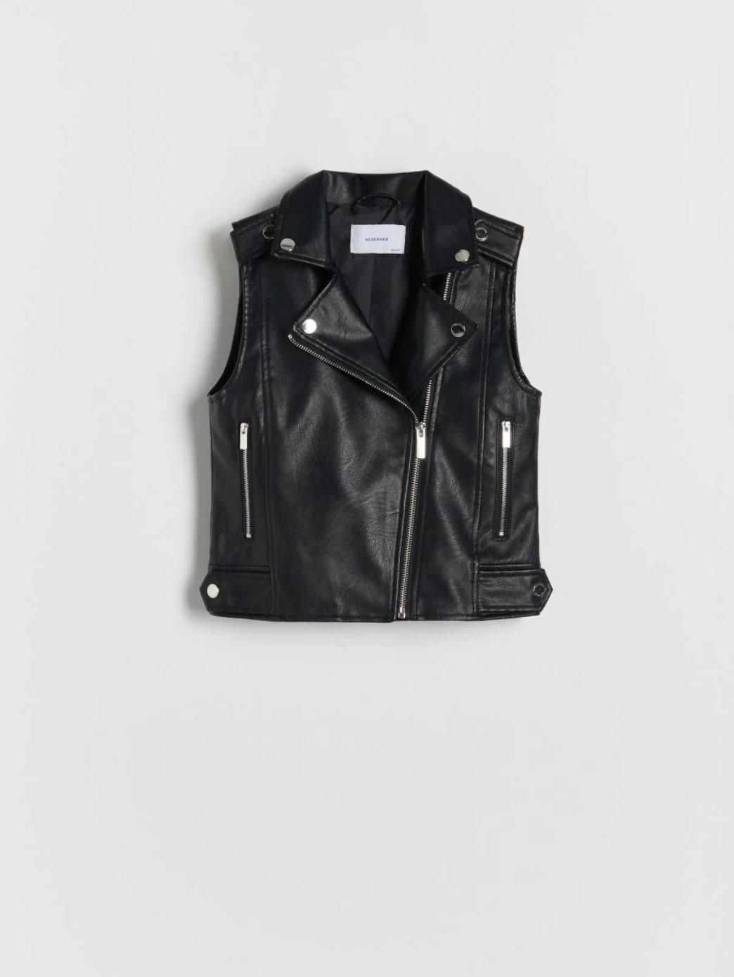 Black Faux Leather Vest, Kids Girls, , large image number 2
