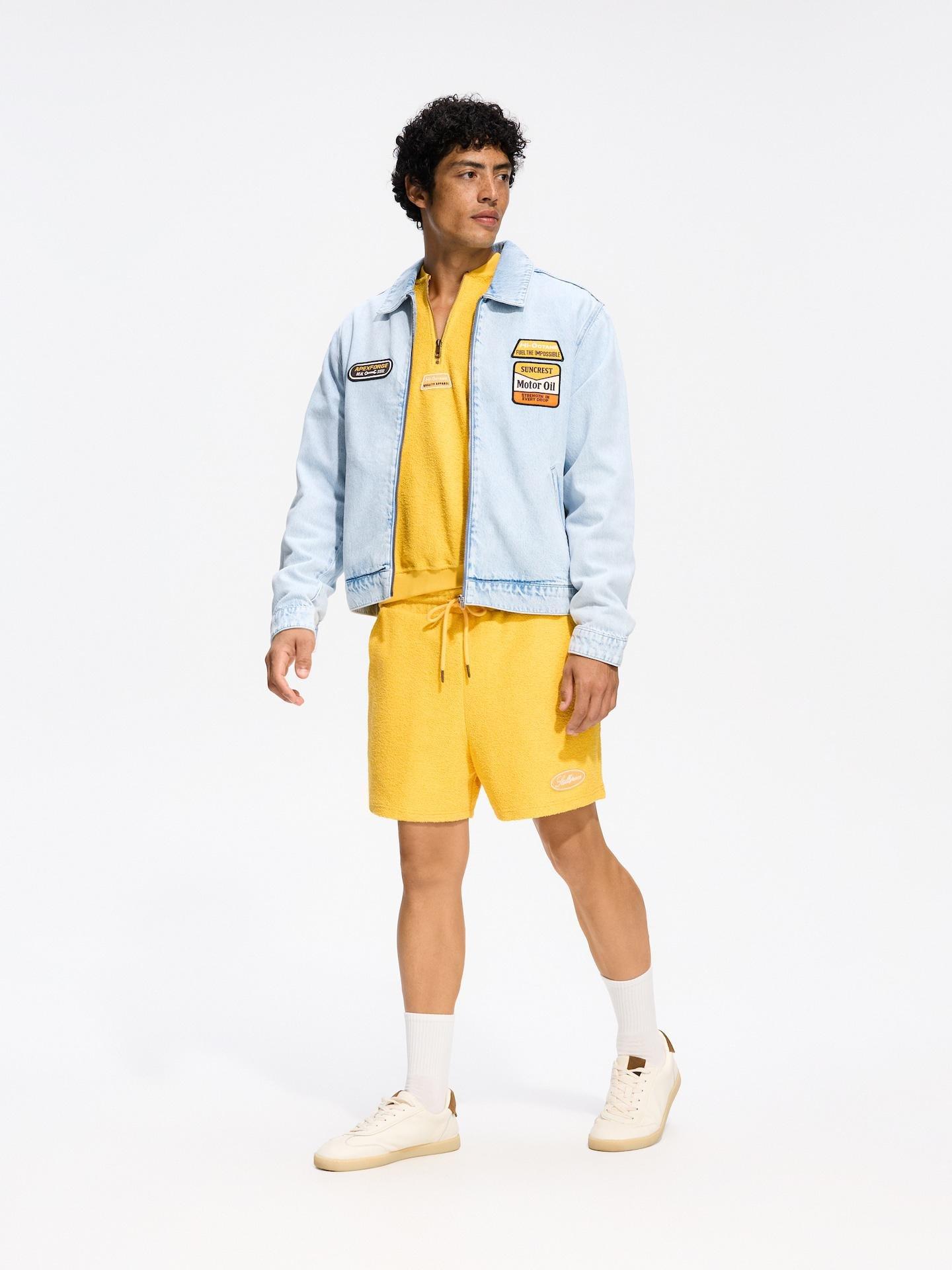 Yellow Structured Regular Fit Shorts, Yellow, medium