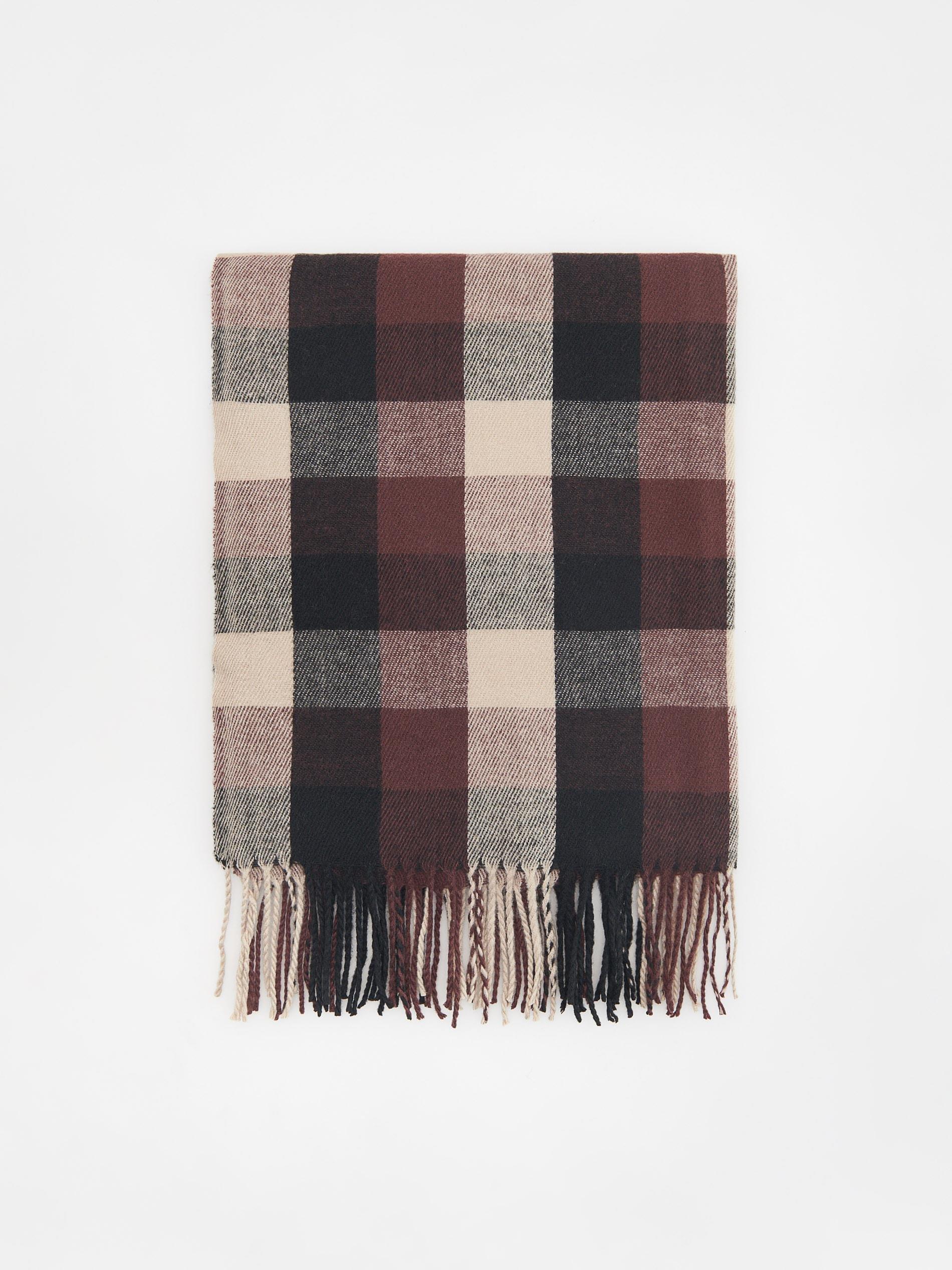 Burgundy Check Scarf, Purple, large image number 0