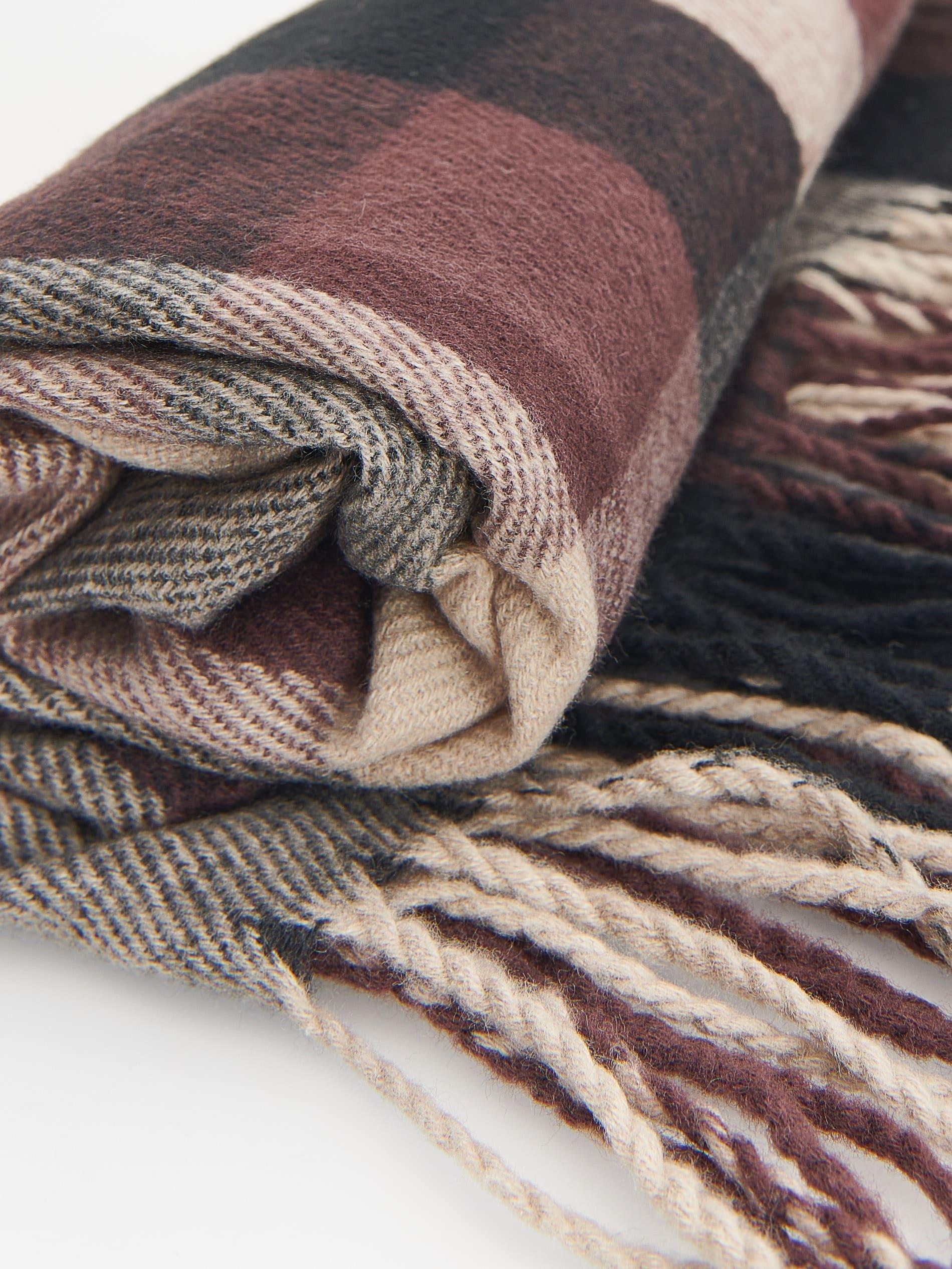 Burgundy Check Scarf, Purple, large image number 1