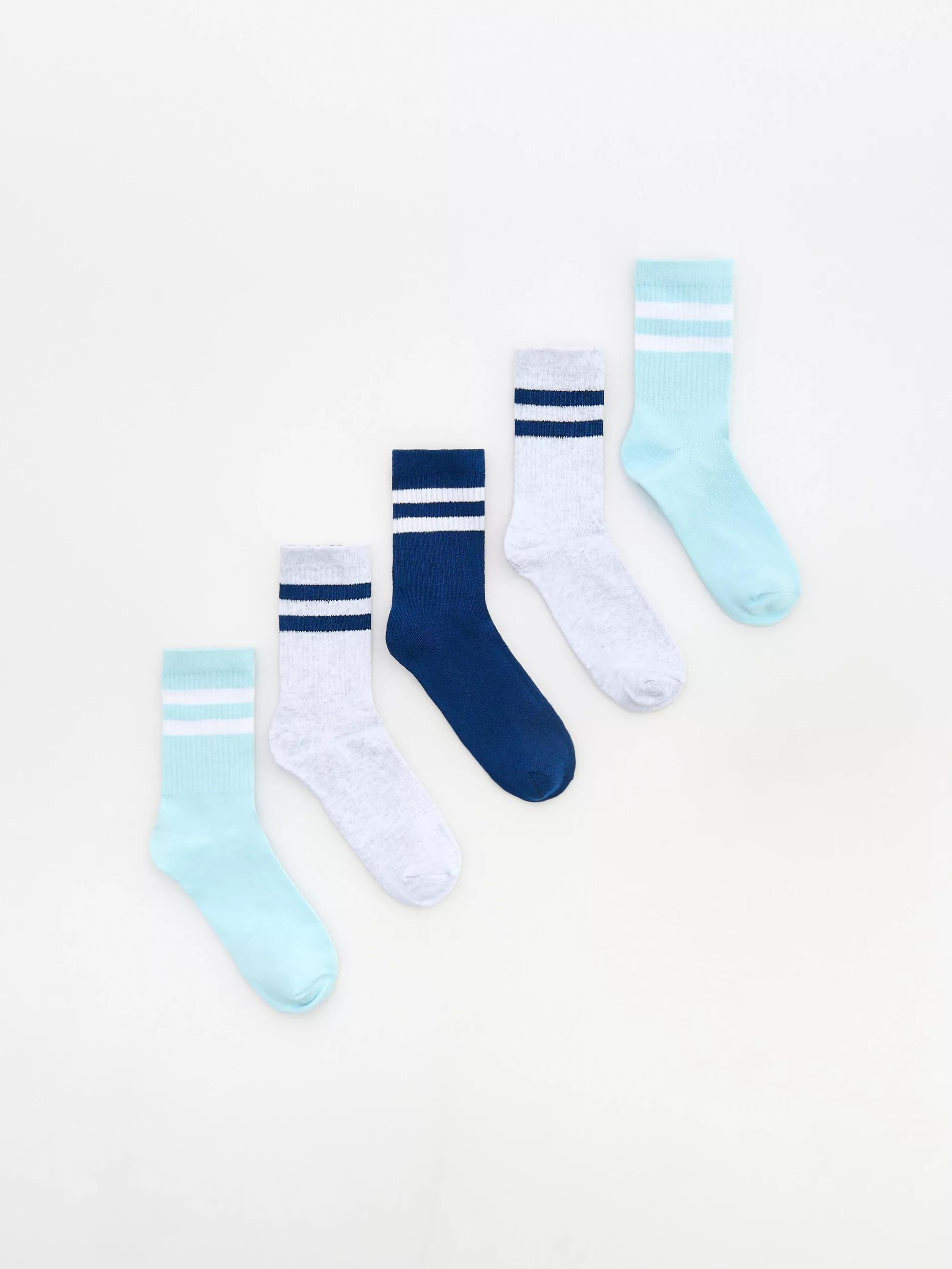 Blue Set Of 5 Pairs Of Socks With High Cotton Content, Navy, medium