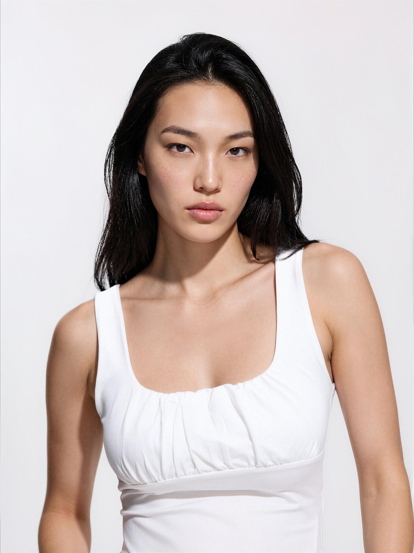 White Shirred Top, White, medium
