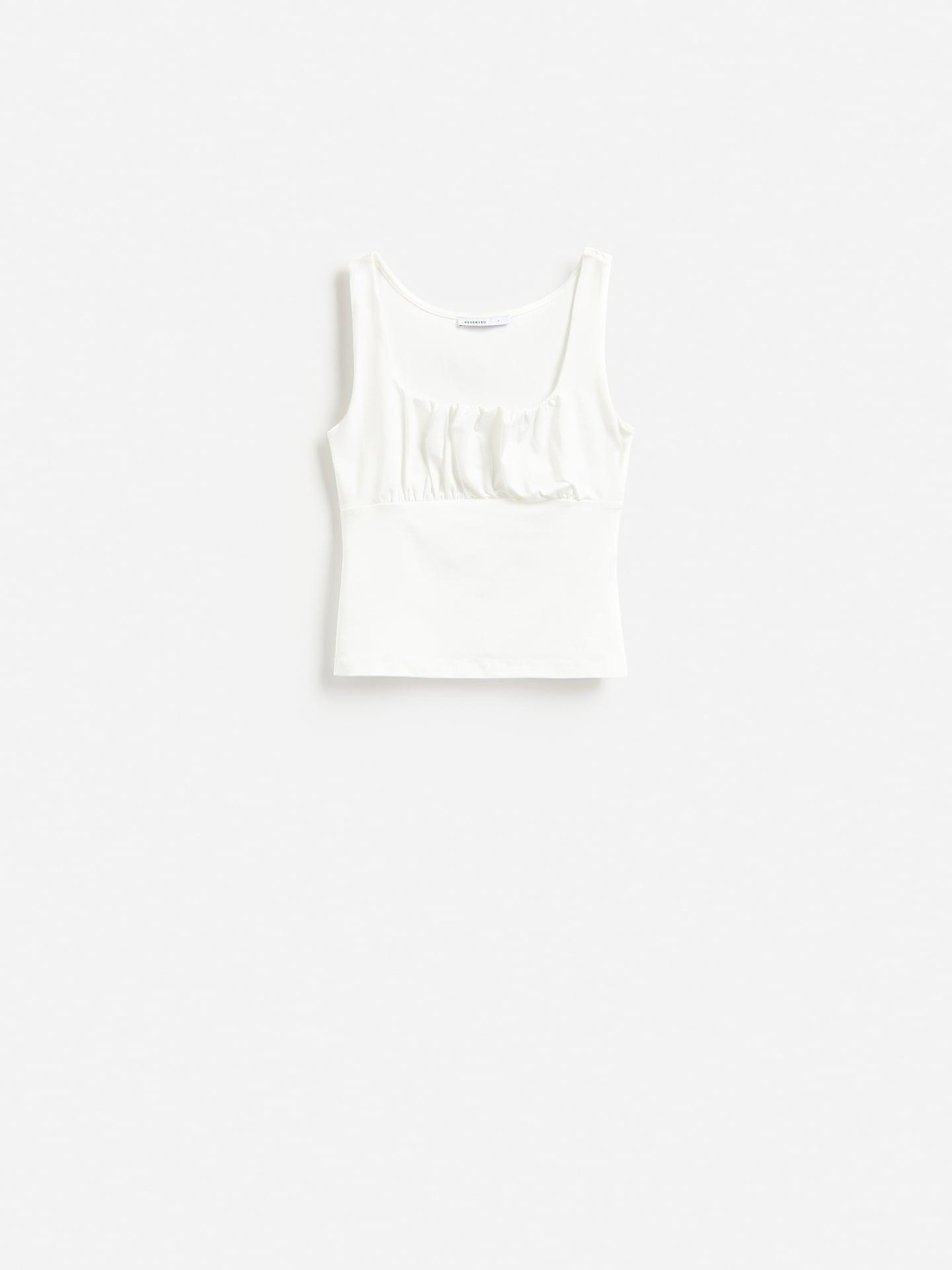 White Shirred Top, White, large image number 4