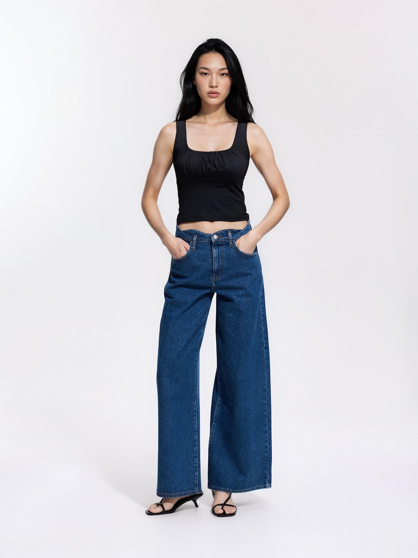 Black Shirred Top, Black, large image number 1