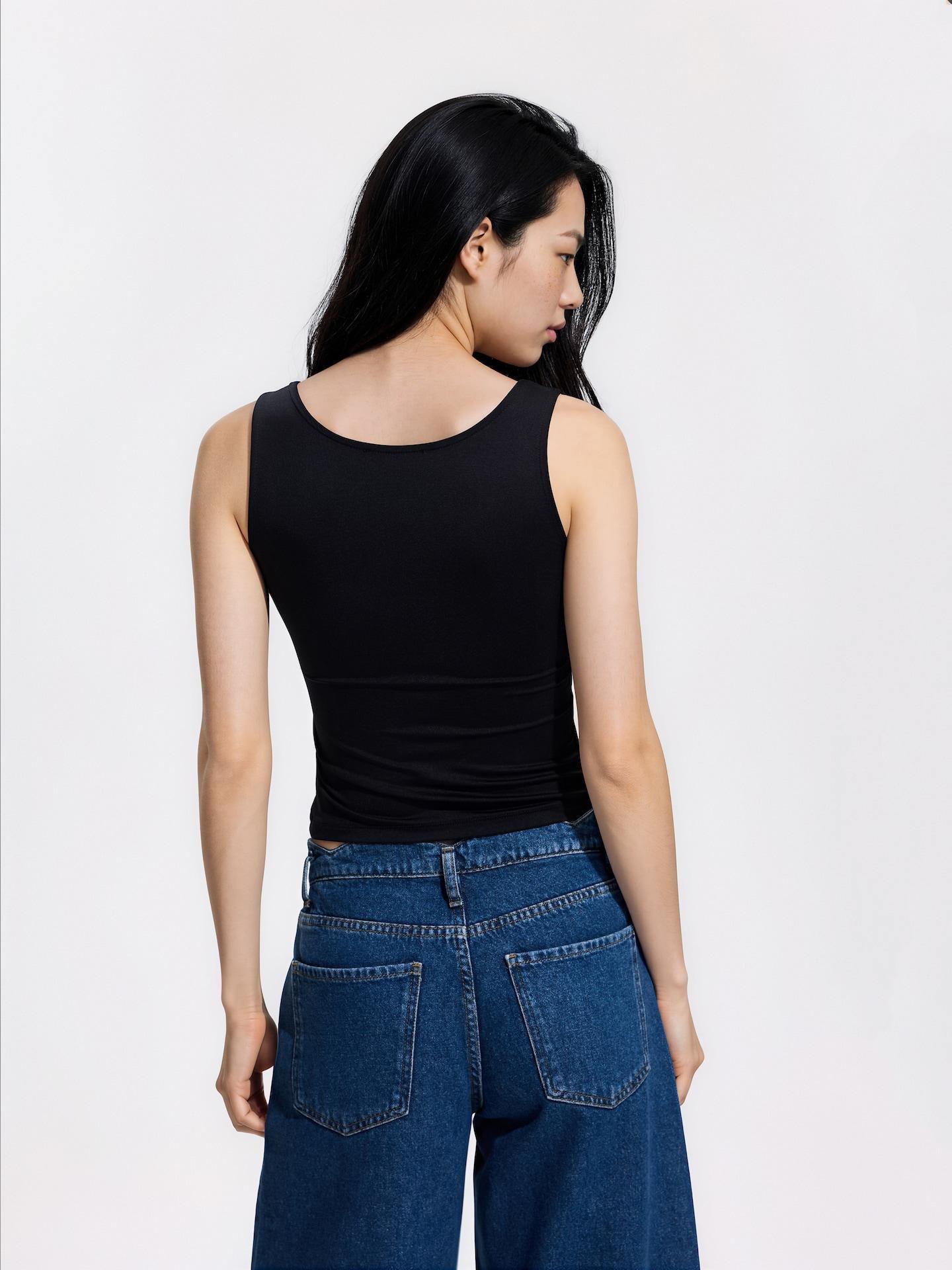Black Shirred Top, Black, large image number 3