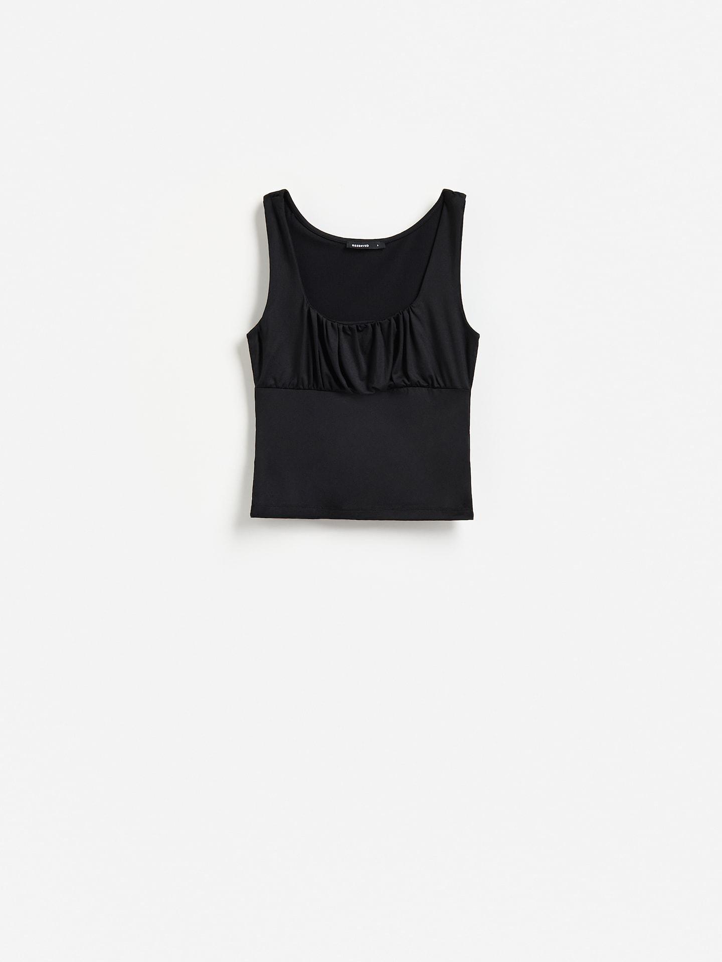 Black Shirred Top, Black, large image number 4