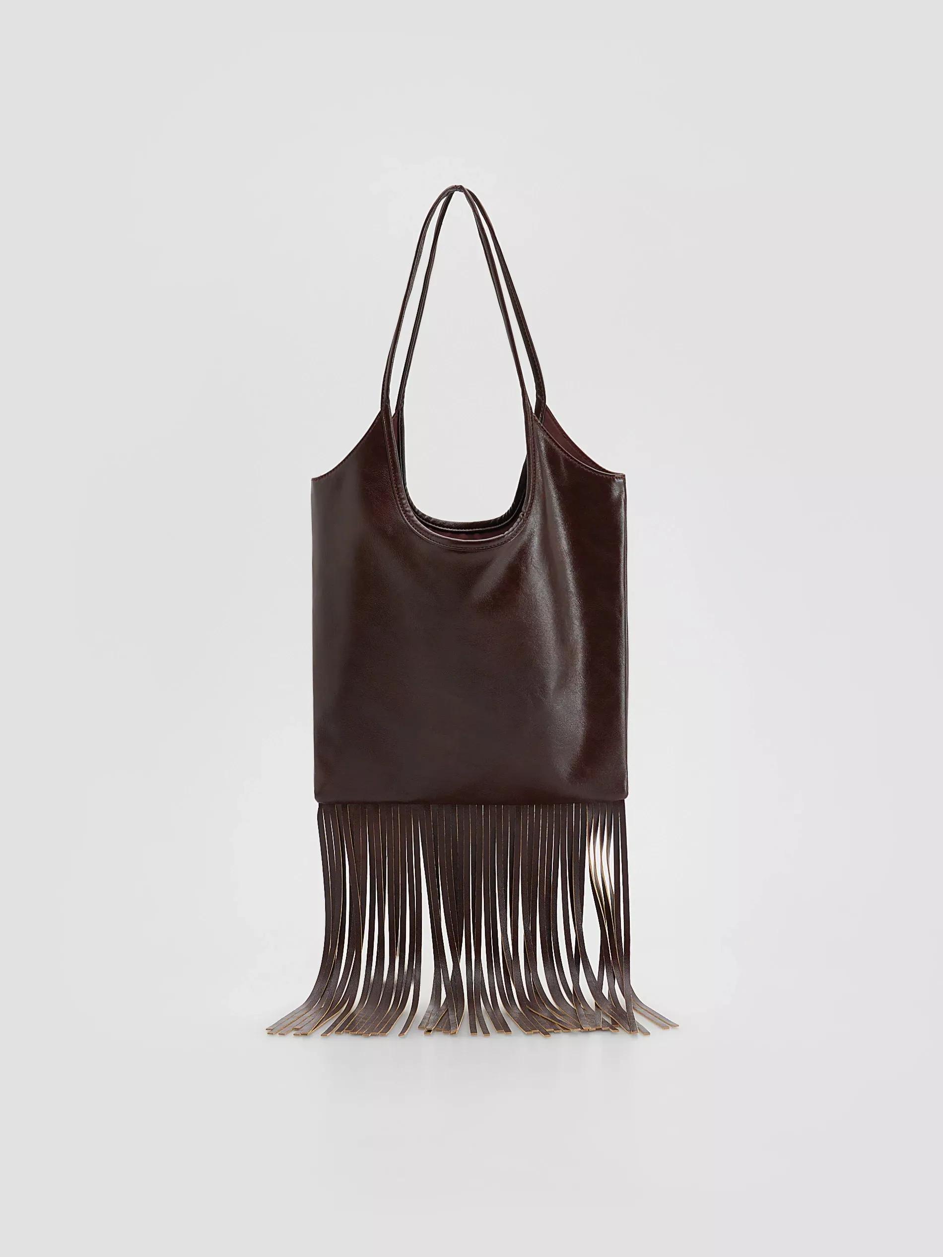 DUSTY BROWN Bag with fringes, Brown, large image number 0