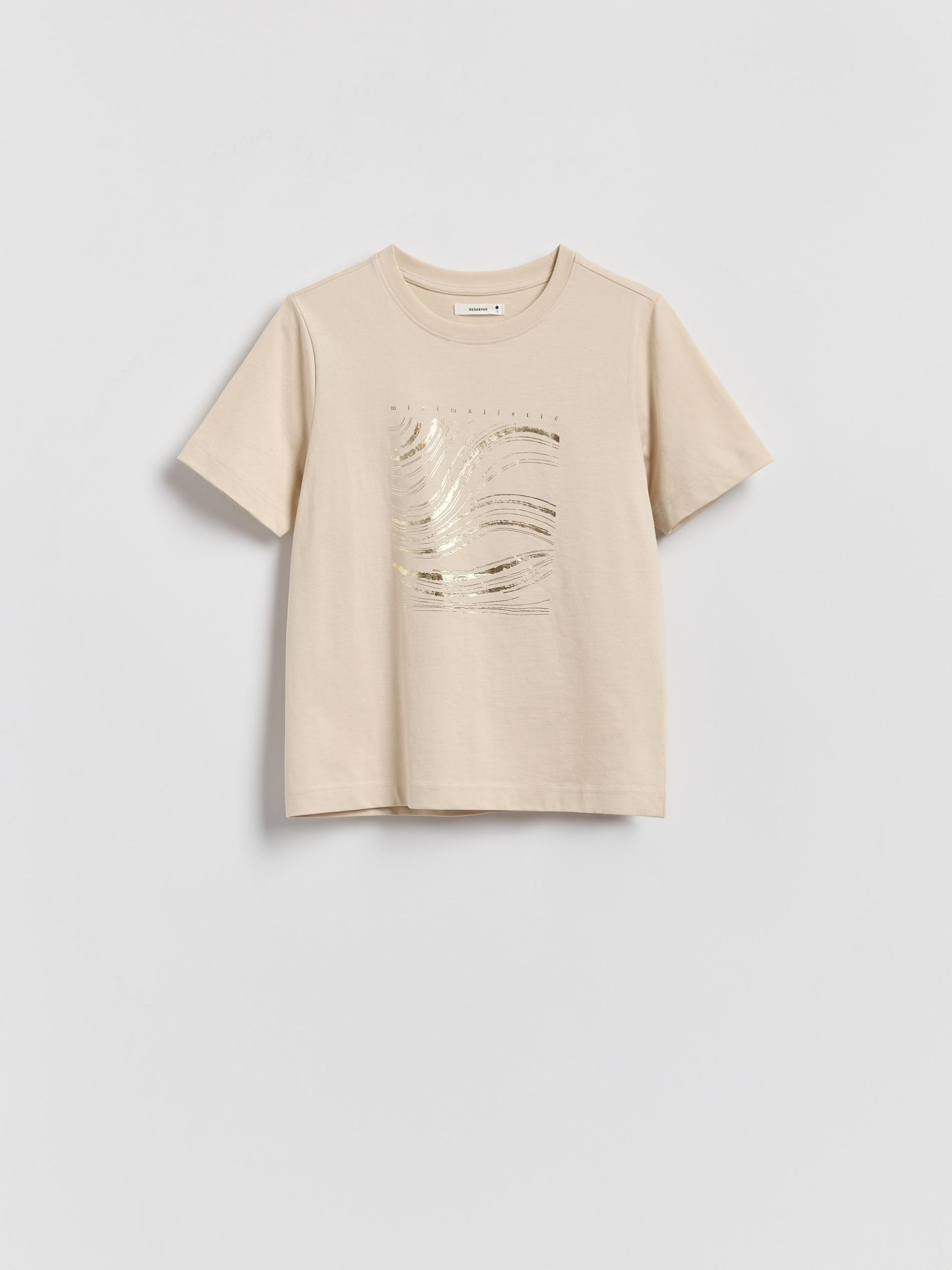 Beige T-Shirt With Print, Beige, medium