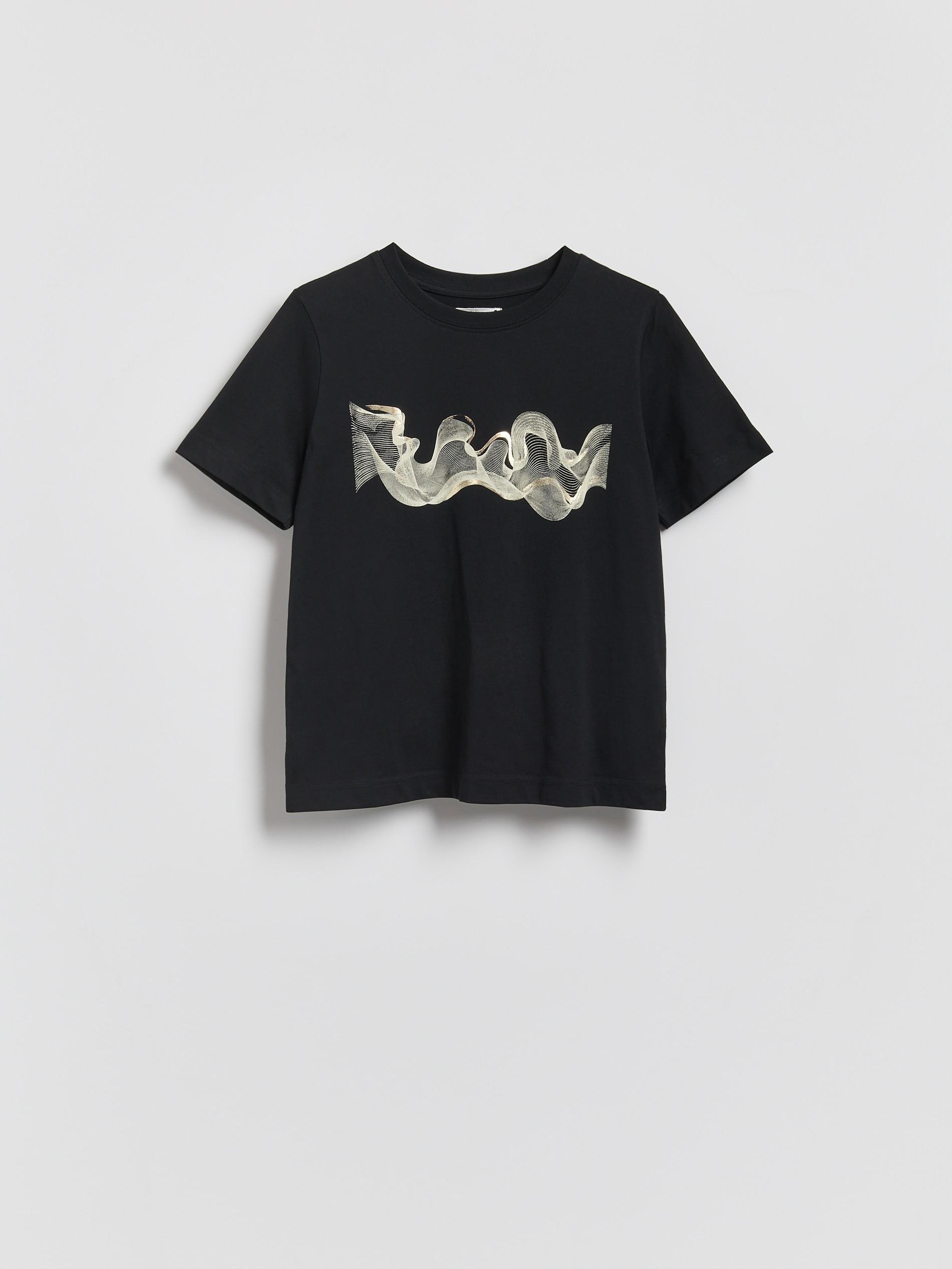 Black T-Shirt With Print, Black, large image number 0