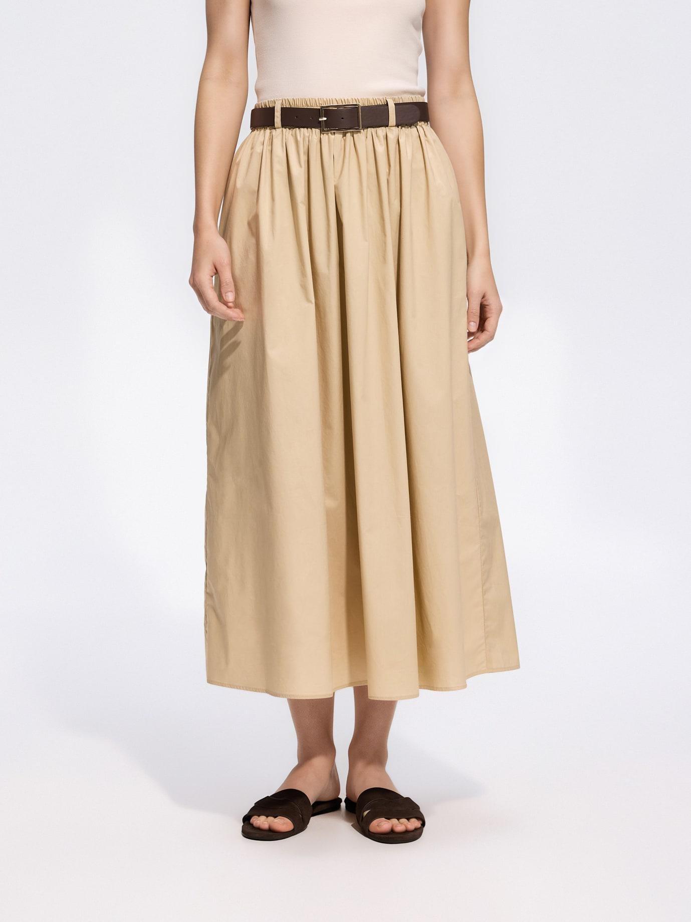 تنورة ميدي قطن بيج, Beige, medium