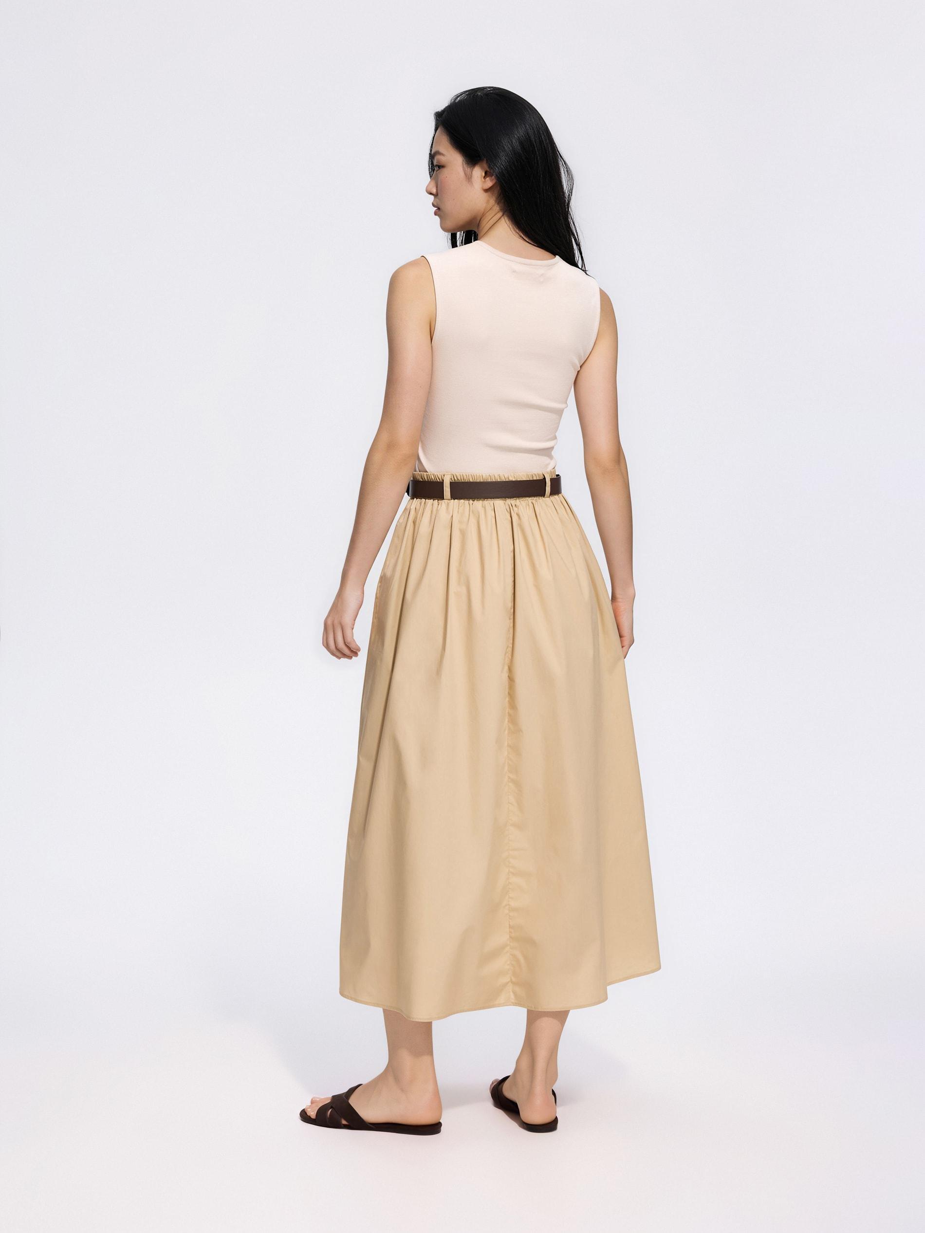 تنورة ميدي قطن بيج, Beige, large image number 3