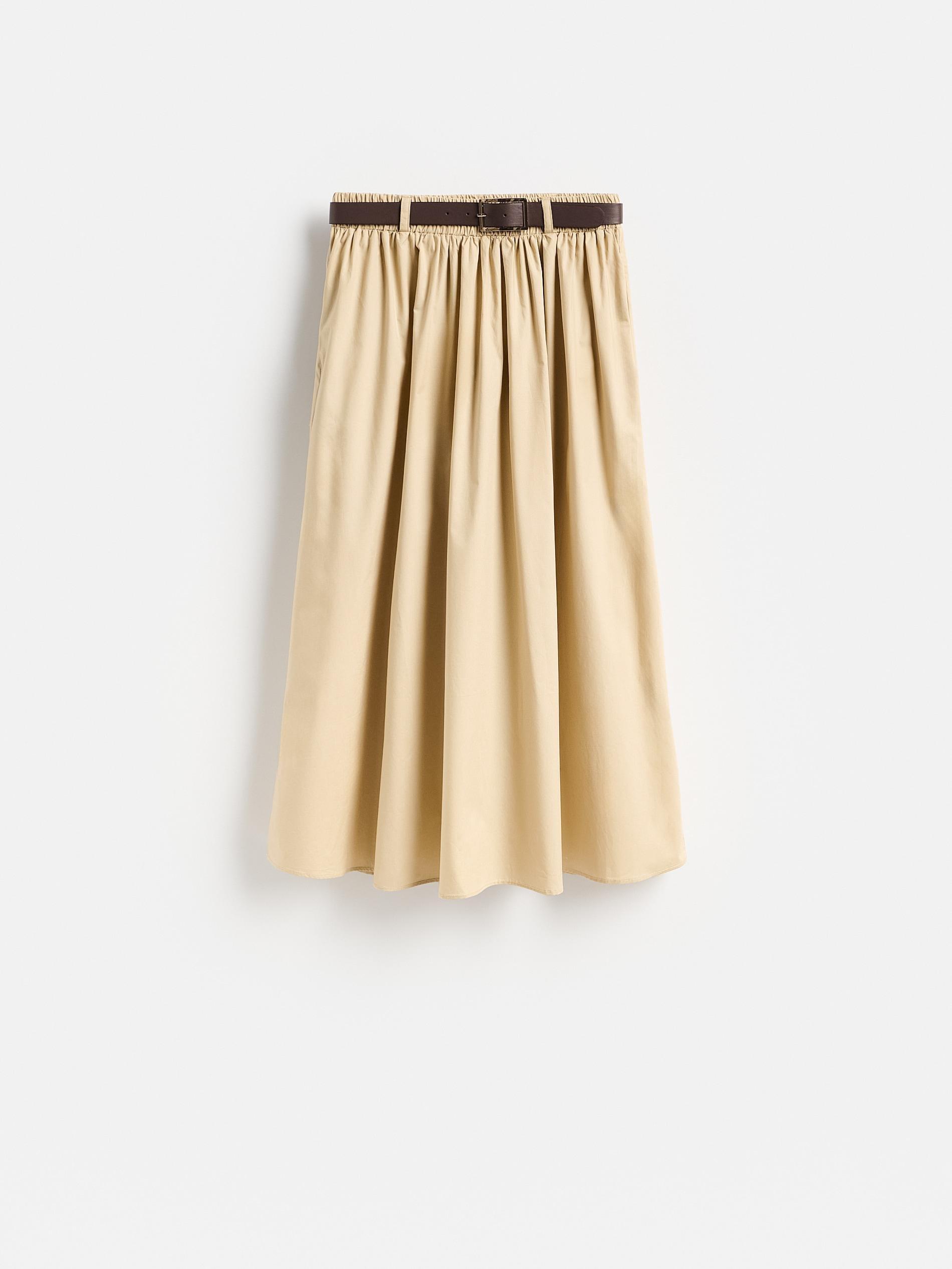 تنورة ميدي قطن بيج, Beige, large image number 4