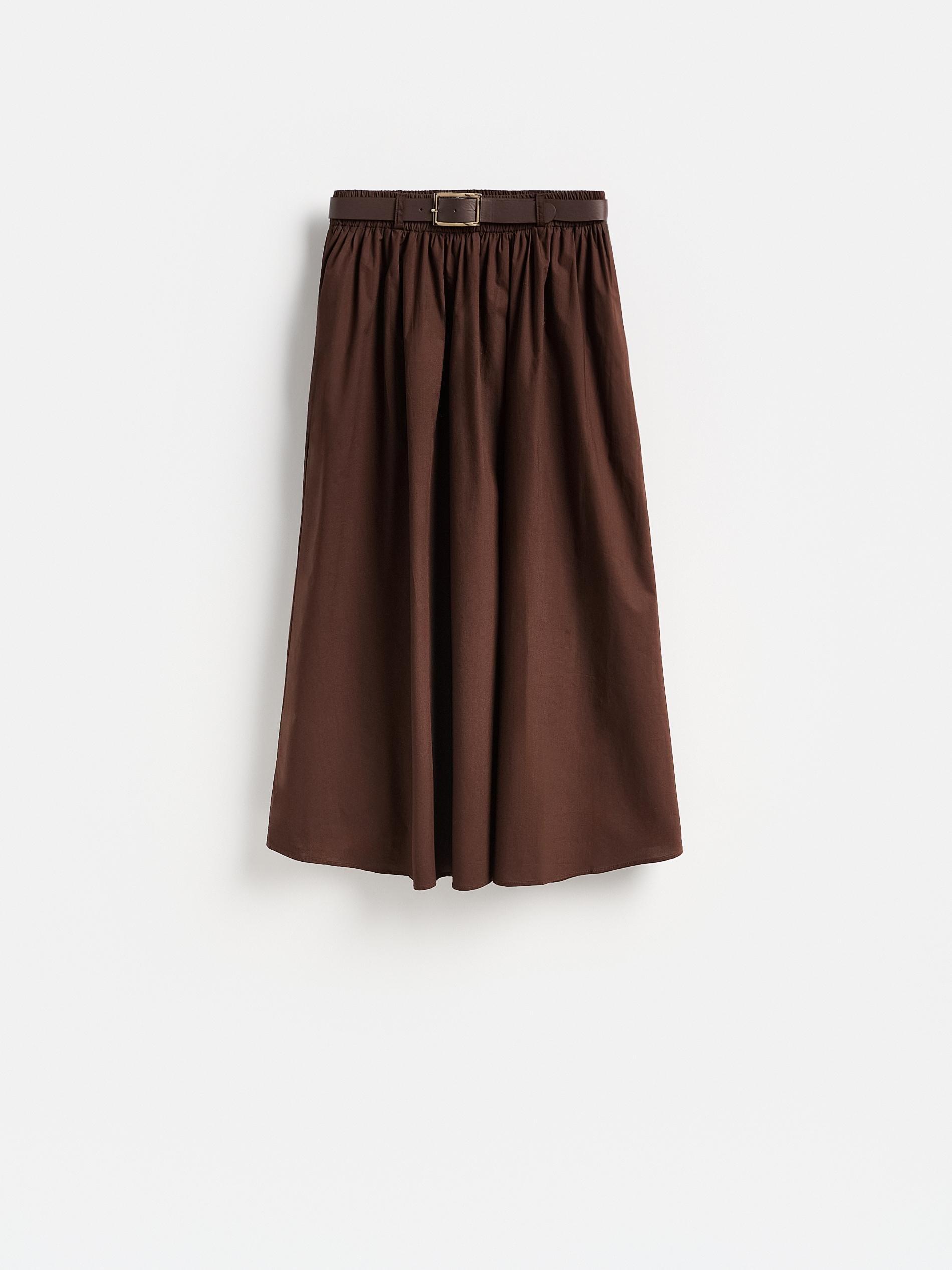 تنورة ميدي قطن بني, Brown, large image number 0