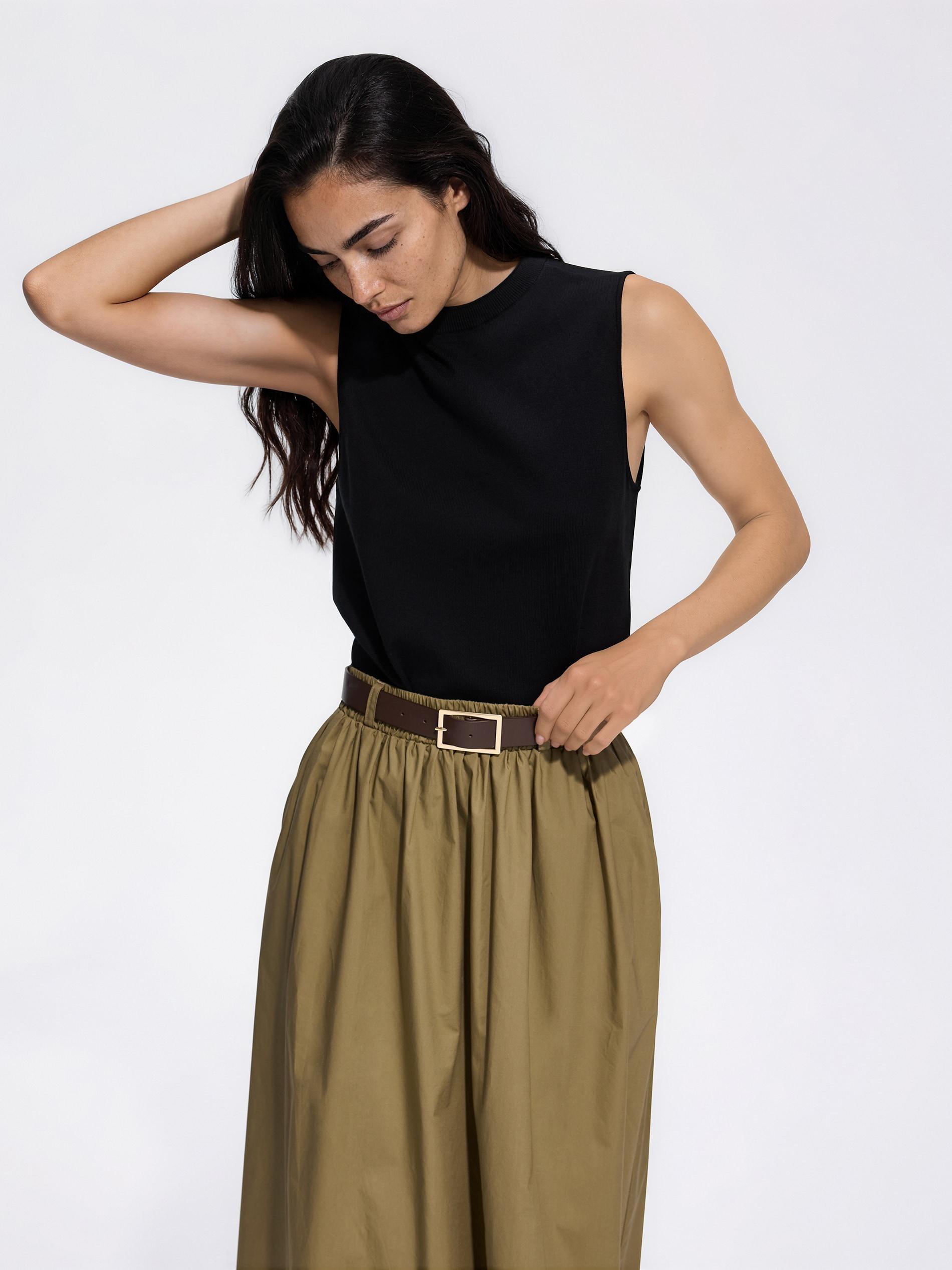 تنورة ميدي قطن أخضر, Khaki, medium