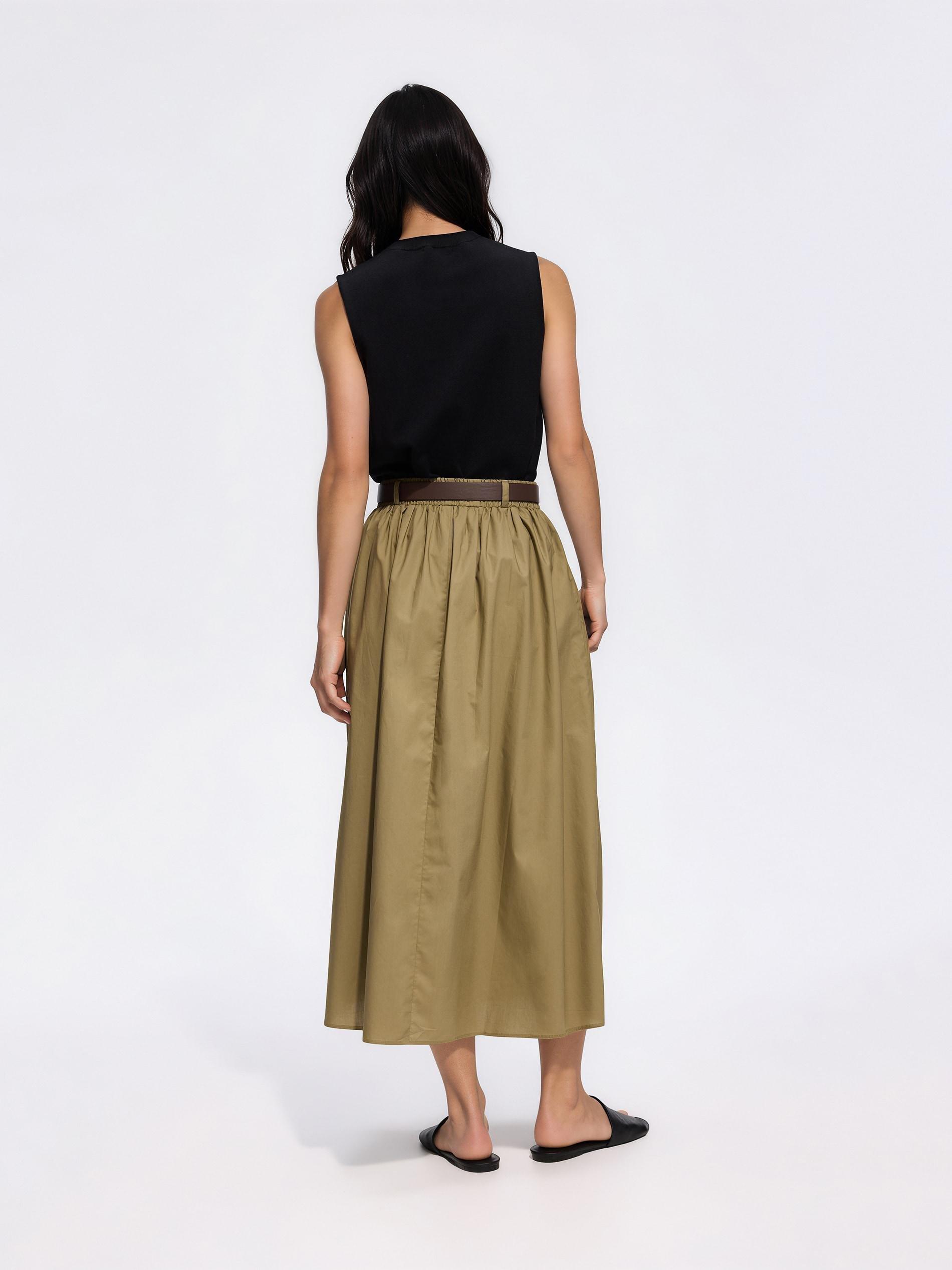 تنورة ميدي قطن أخضر, Khaki, large image number 3