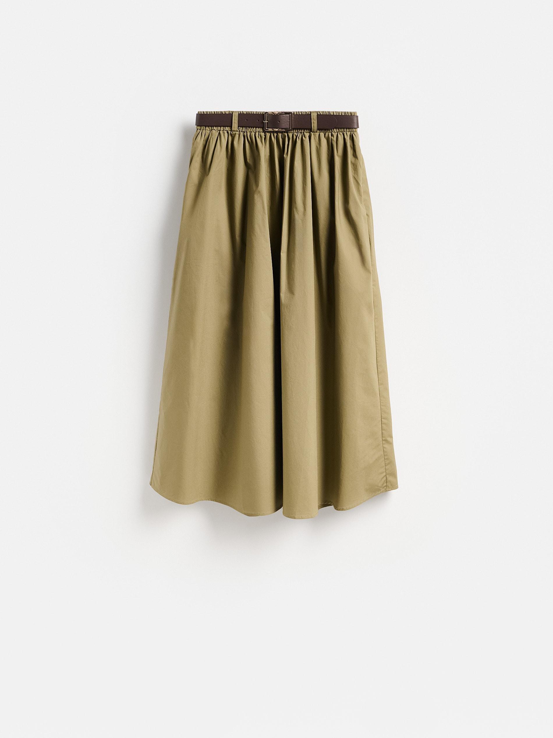 تنورة ميدي قطن أخضر, Khaki, large image number 4