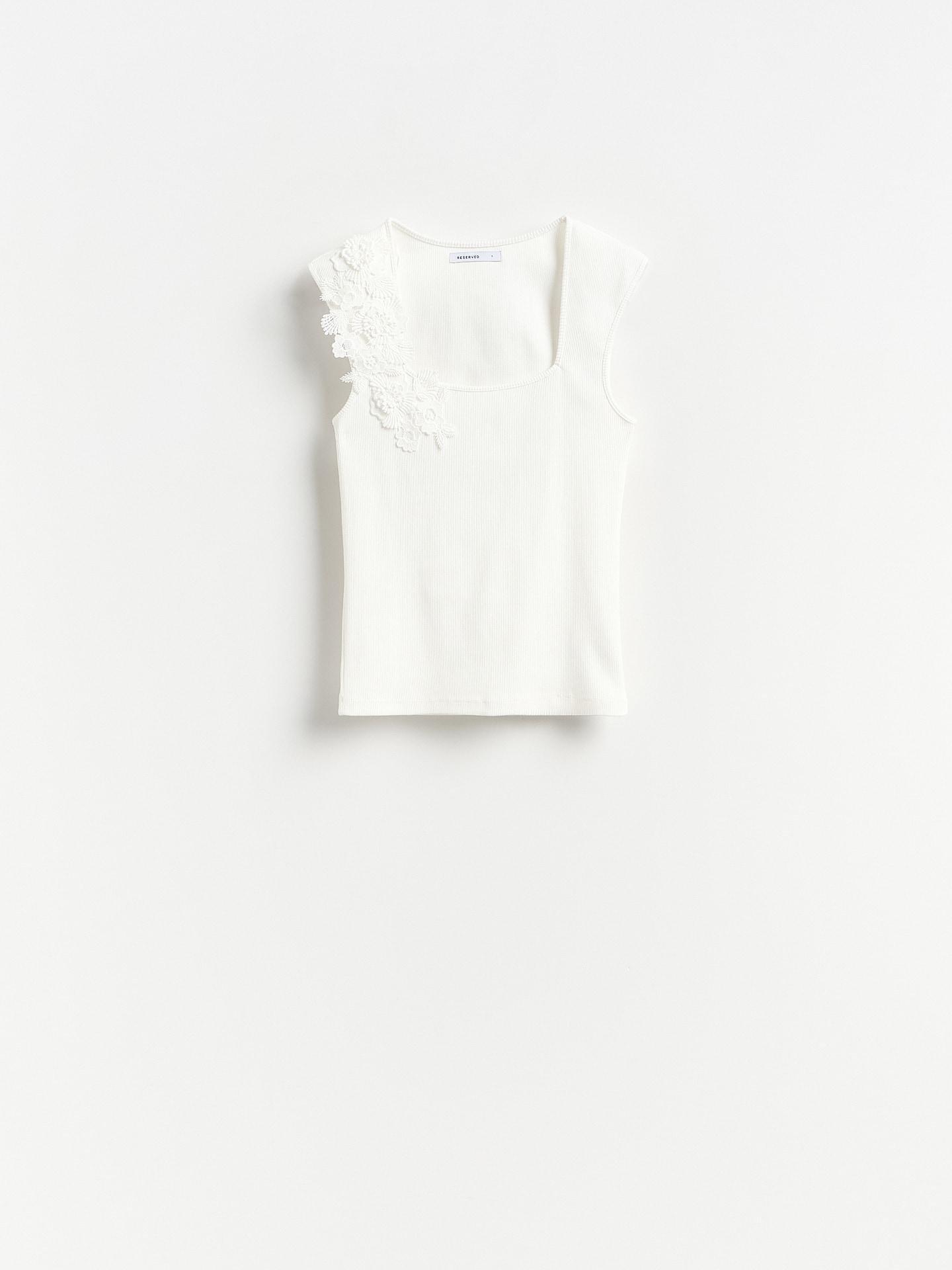 White Top With Decorative Detail, White, large image number 3