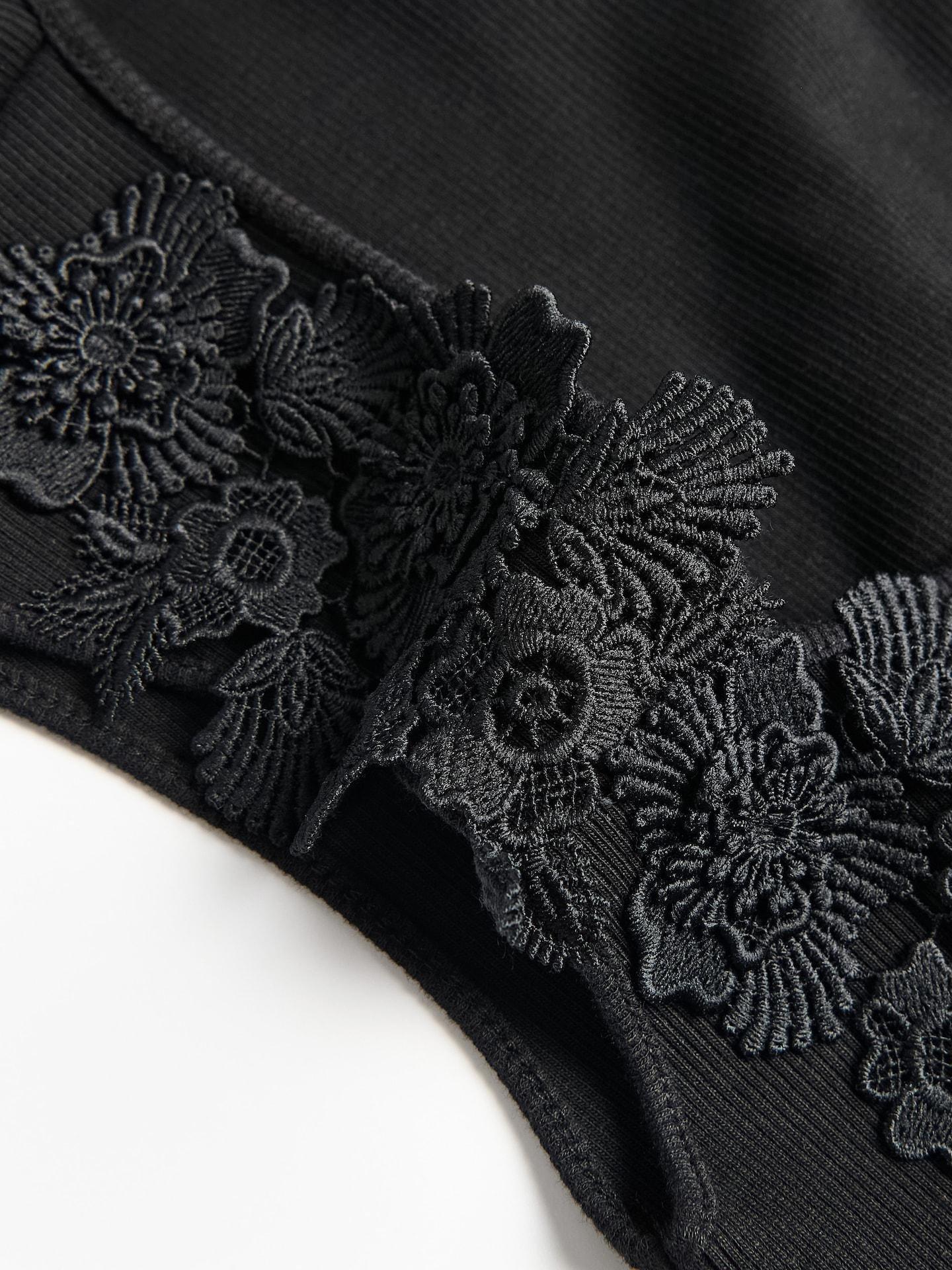 Black Top With Decorative Detail, Black, medium