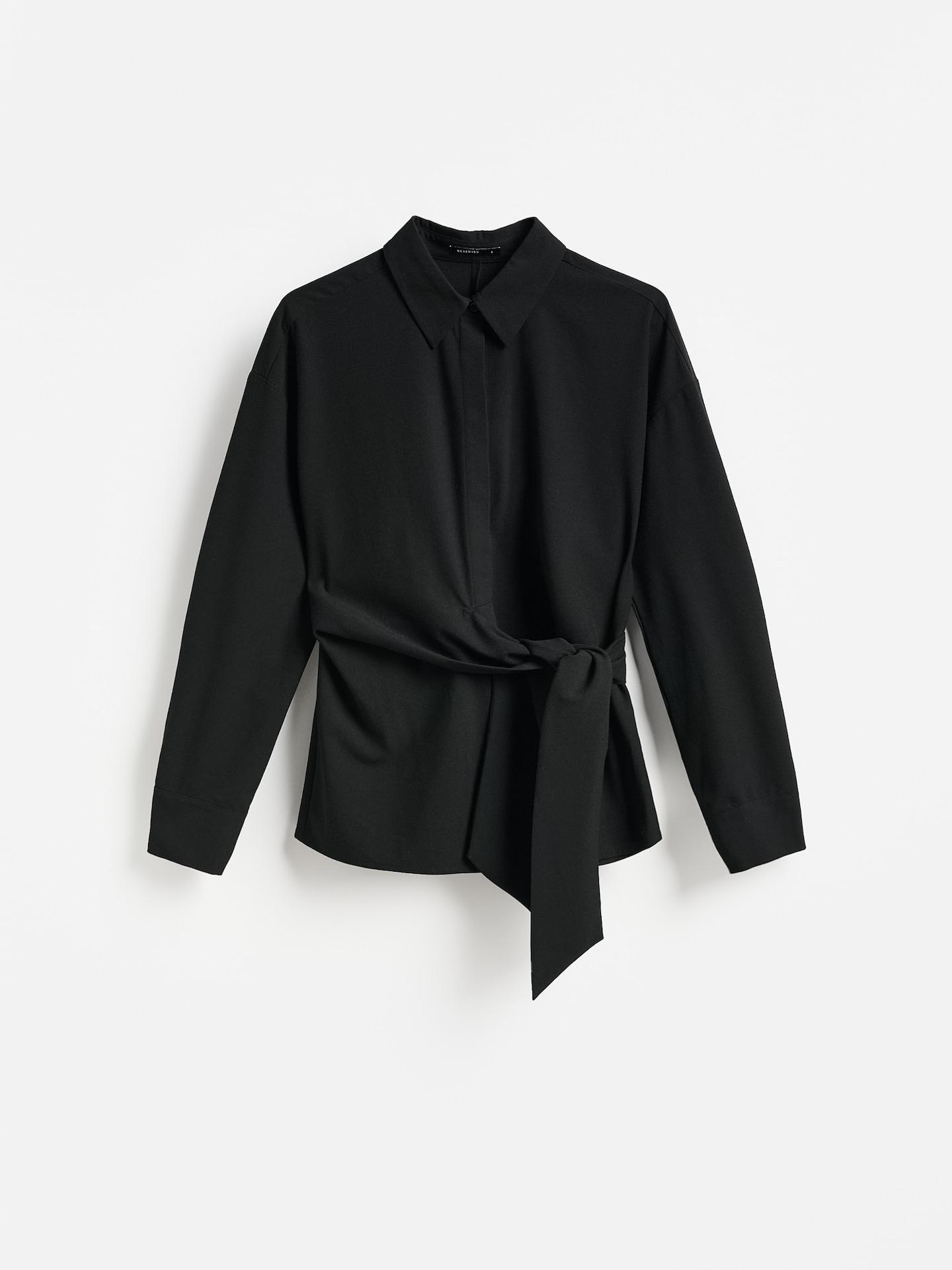 Black Shirt With Tie Detail, Black, large image number 3